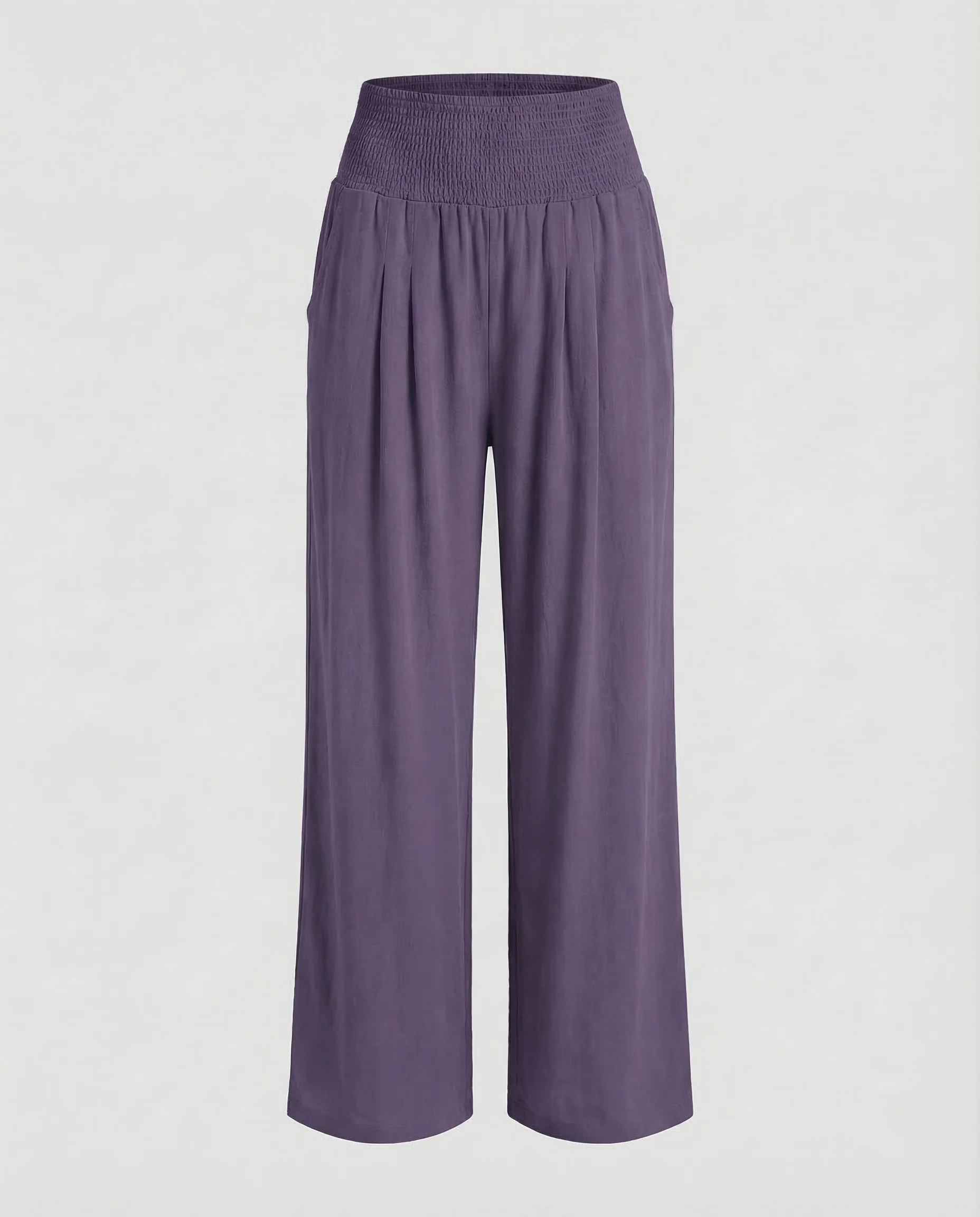 Damen Leinen Palazzo Hose Smokbund - Image 15