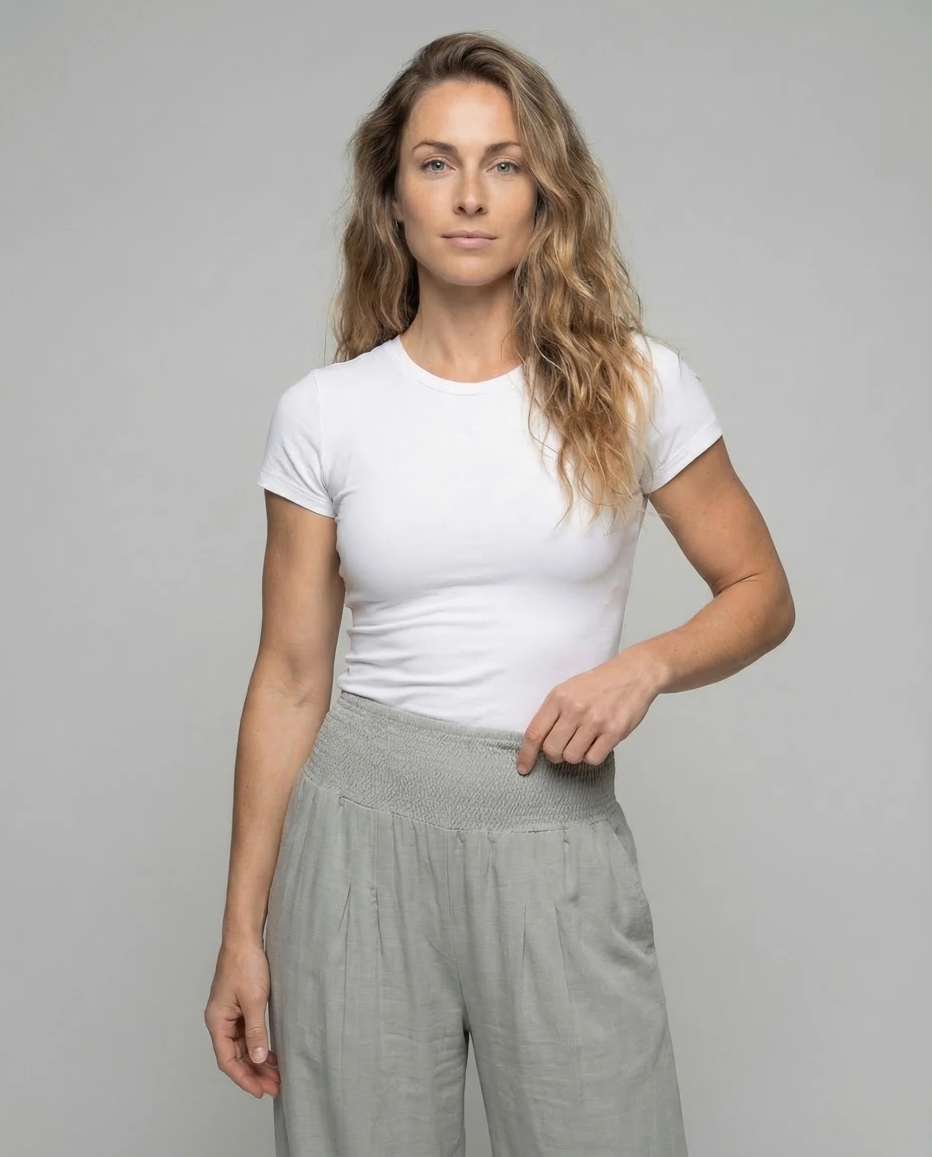 Damen Leinen Palazzo Hose Smokbund - Image 2