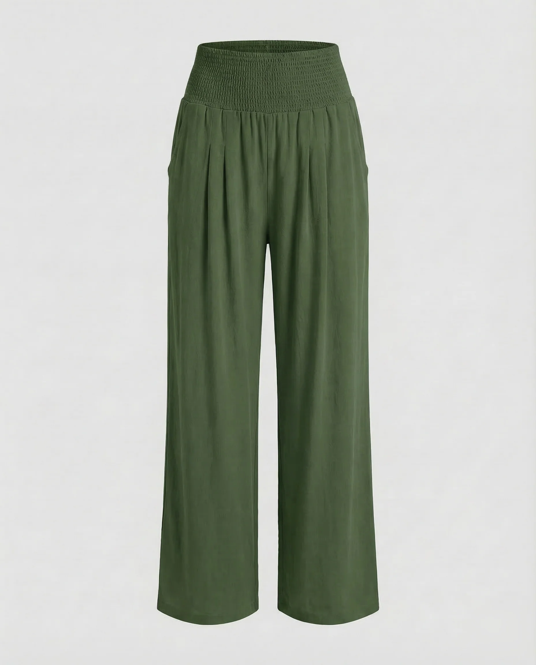 Damen Leinen Palazzo Hose Smokbund - Image 8