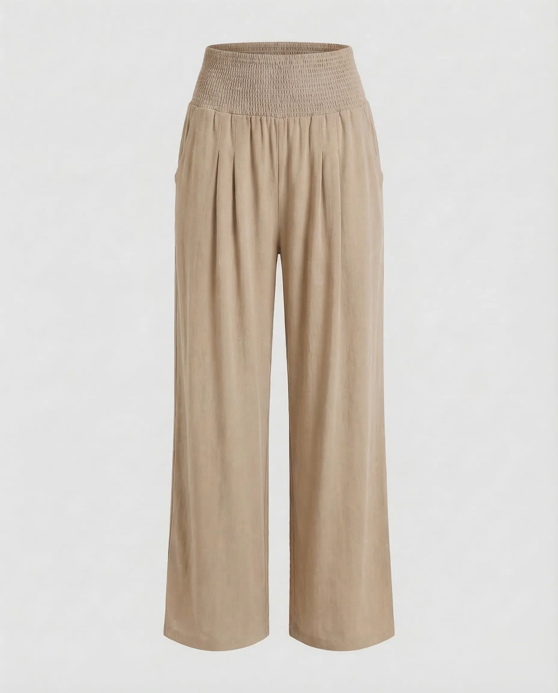 Damen Leinen Palazzo Hose Smokbund - Image 9