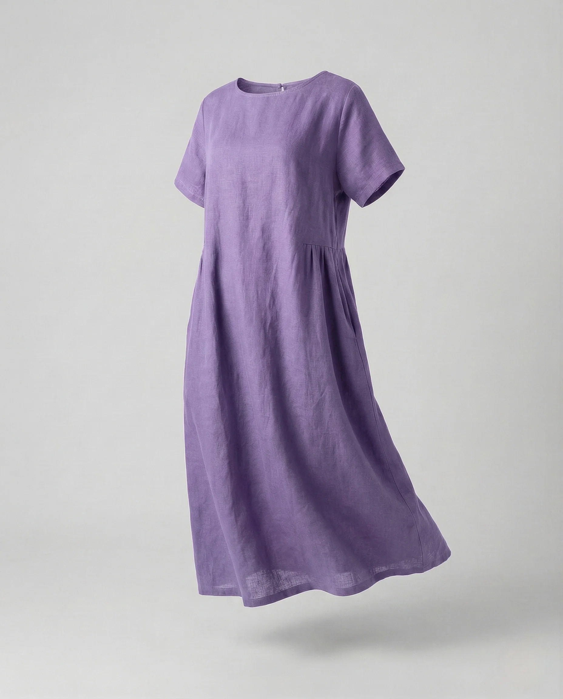 Damen Leinen Baumwoll Midikleid mit Taschen - Image 12