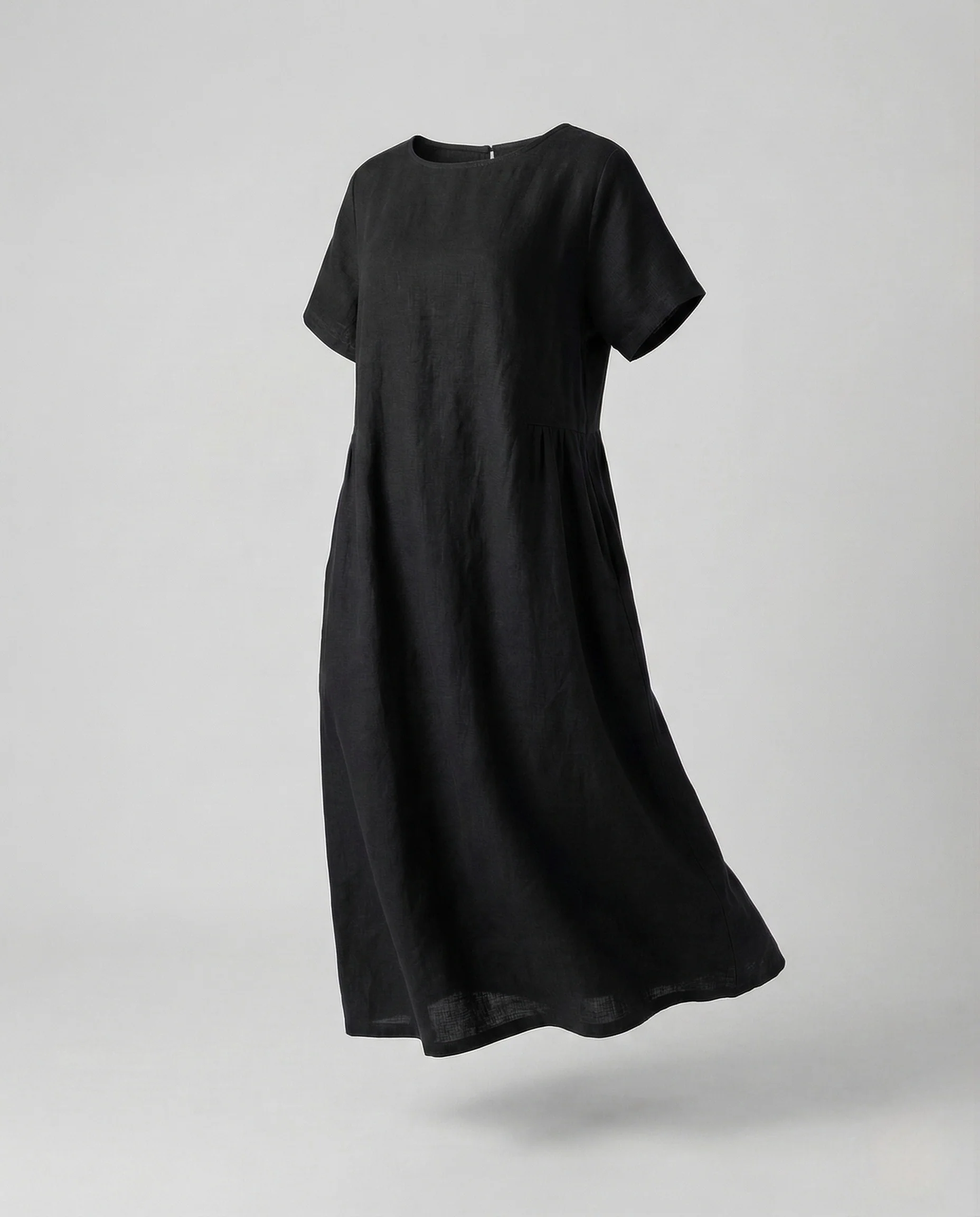 Damen Leinen Baumwoll Midikleid mit Taschen - Image 13