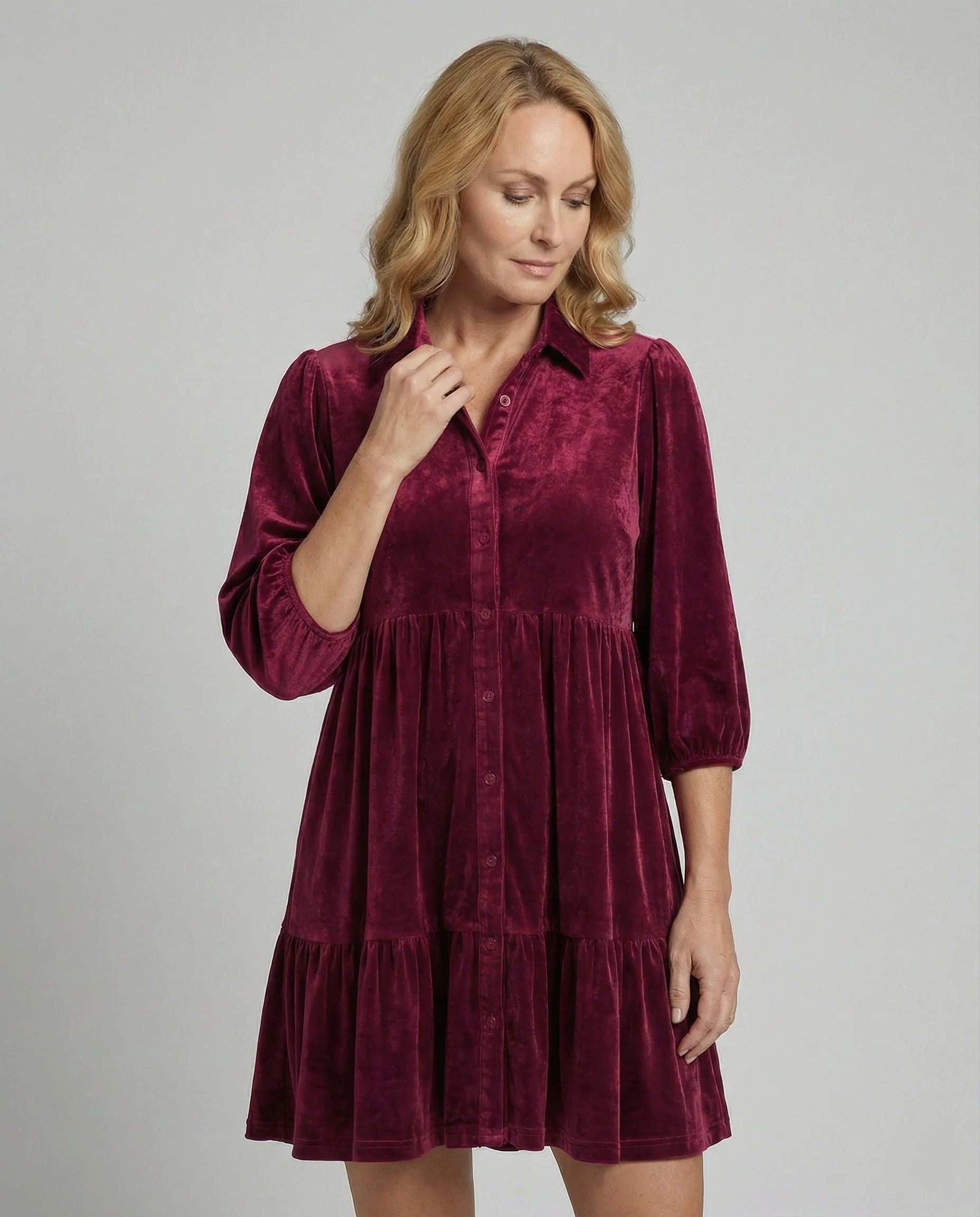 Damen Freizeitkleid Samt Babydoll - Image 10