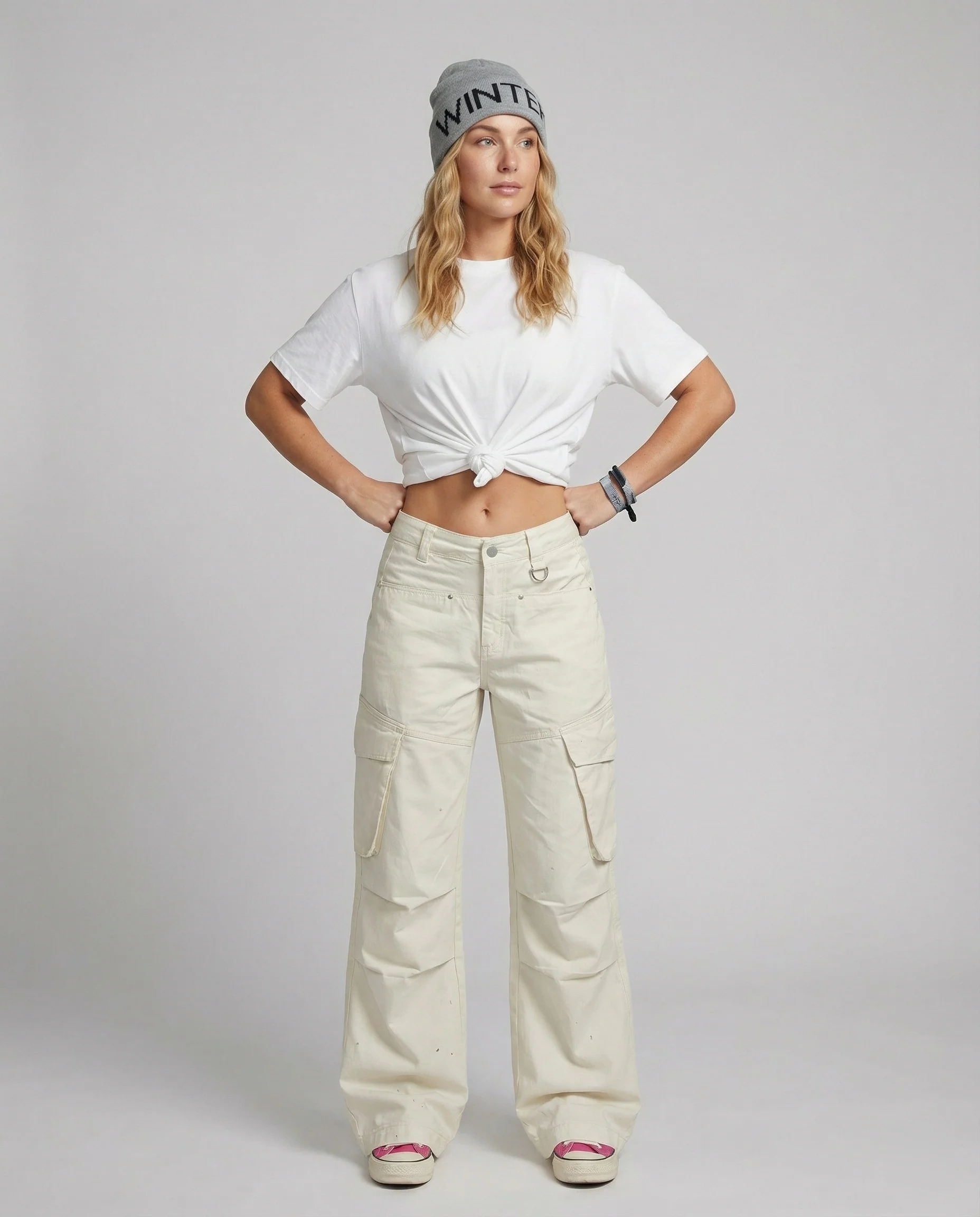 Locker geschnittene Cargohose mit tiefem Schritt, Multifachtaschen und überlangem Saum Heidi-Mode - Image 2