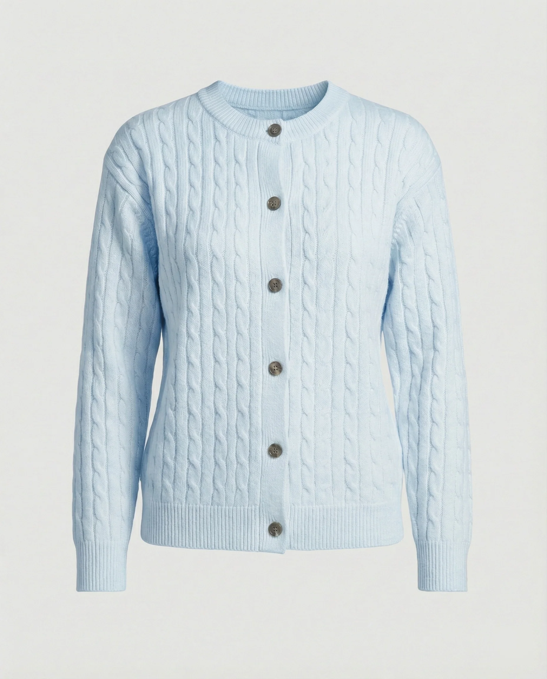 Locker geschnittene Kabelstrick-Cardigan mit Rundhalsausschnitt und durchgehender Knopfleiste Heidi-Mode - Image 5