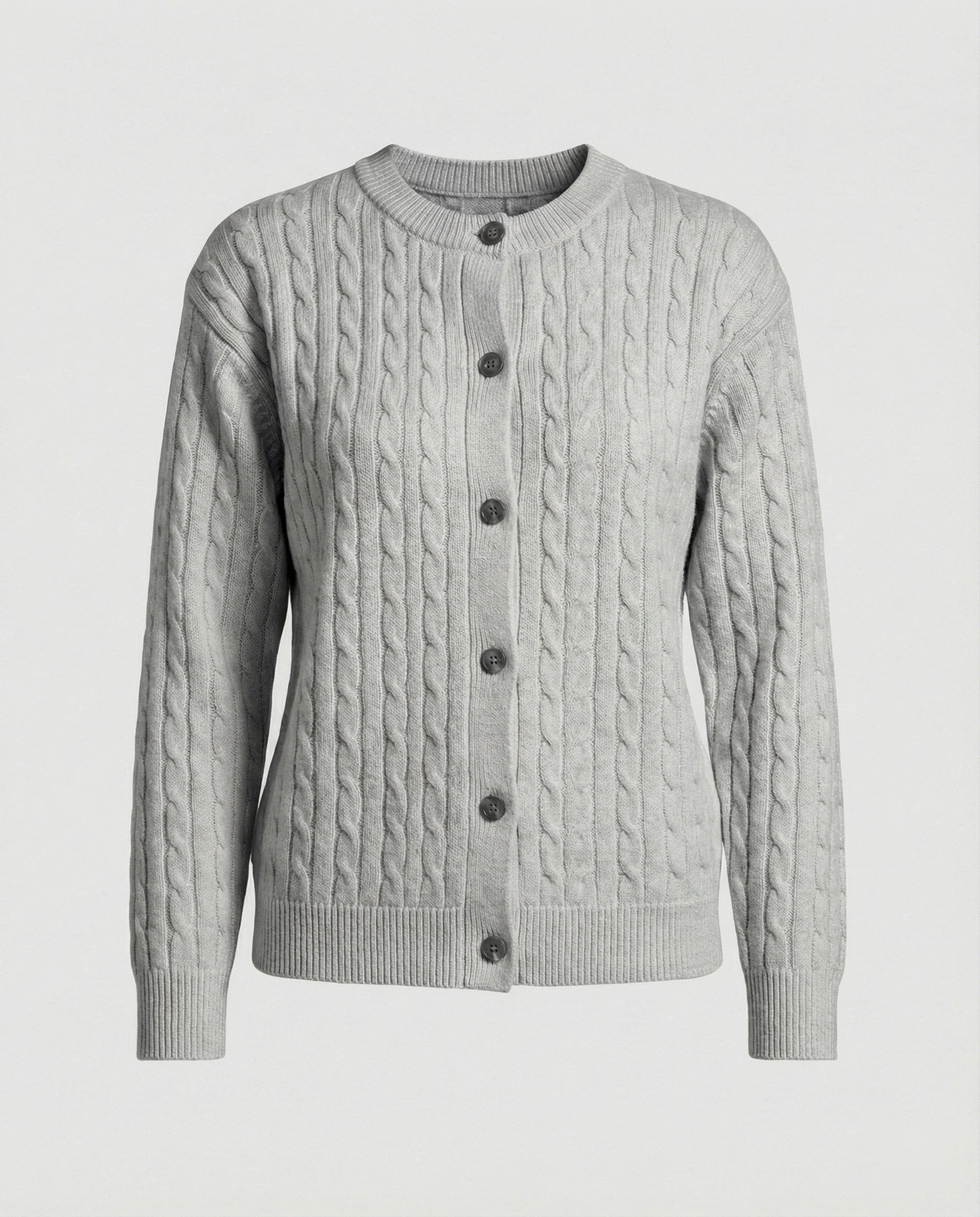 Locker geschnittene Kabelstrick-Cardigan mit Rundhalsausschnitt und durchgehender Knopfleiste Heidi-Mode - Image 6