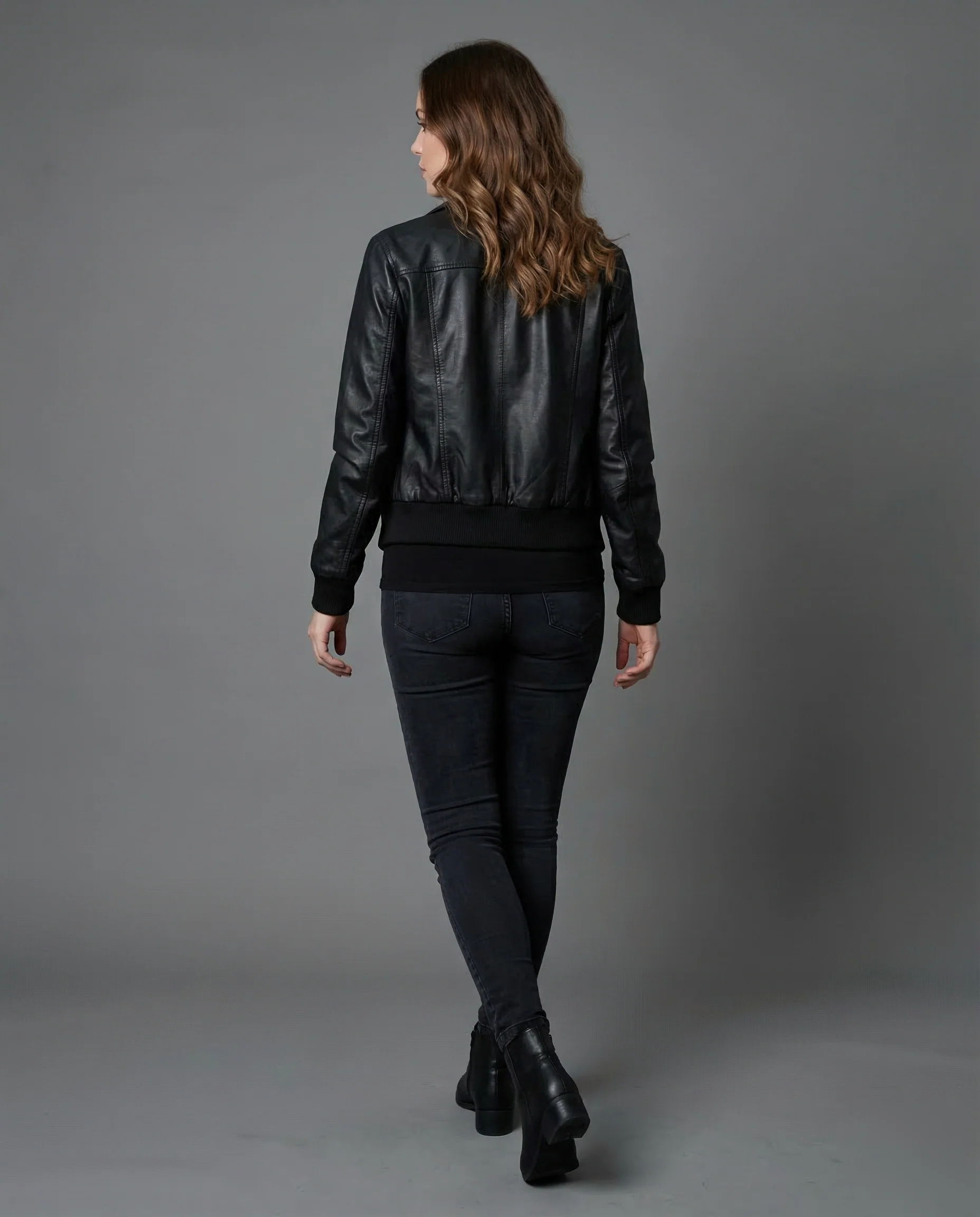 Damen Bomberjacke Kunstleder - Image 4