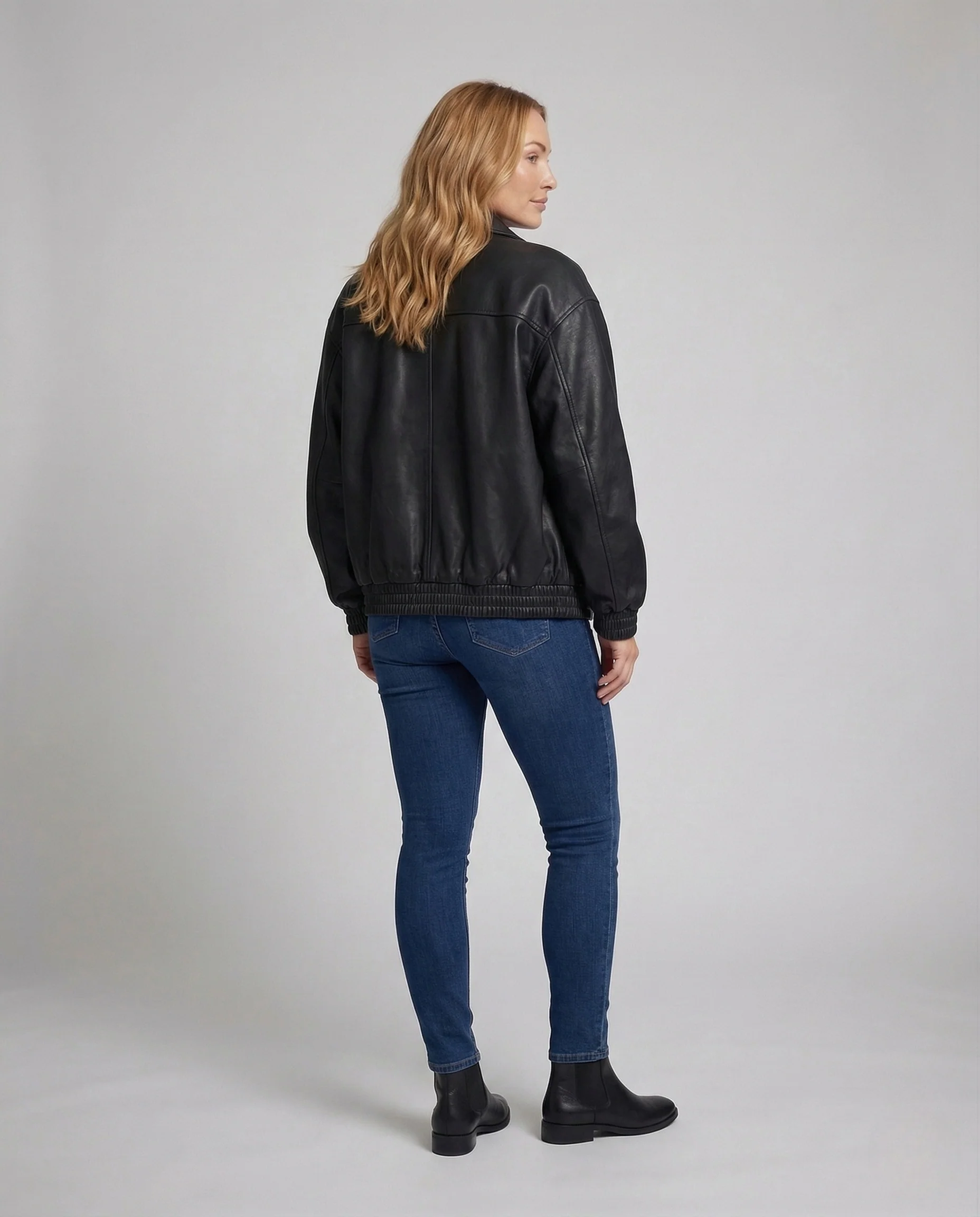 Damen Kunstlederjacke Hemdkragen - Image 3