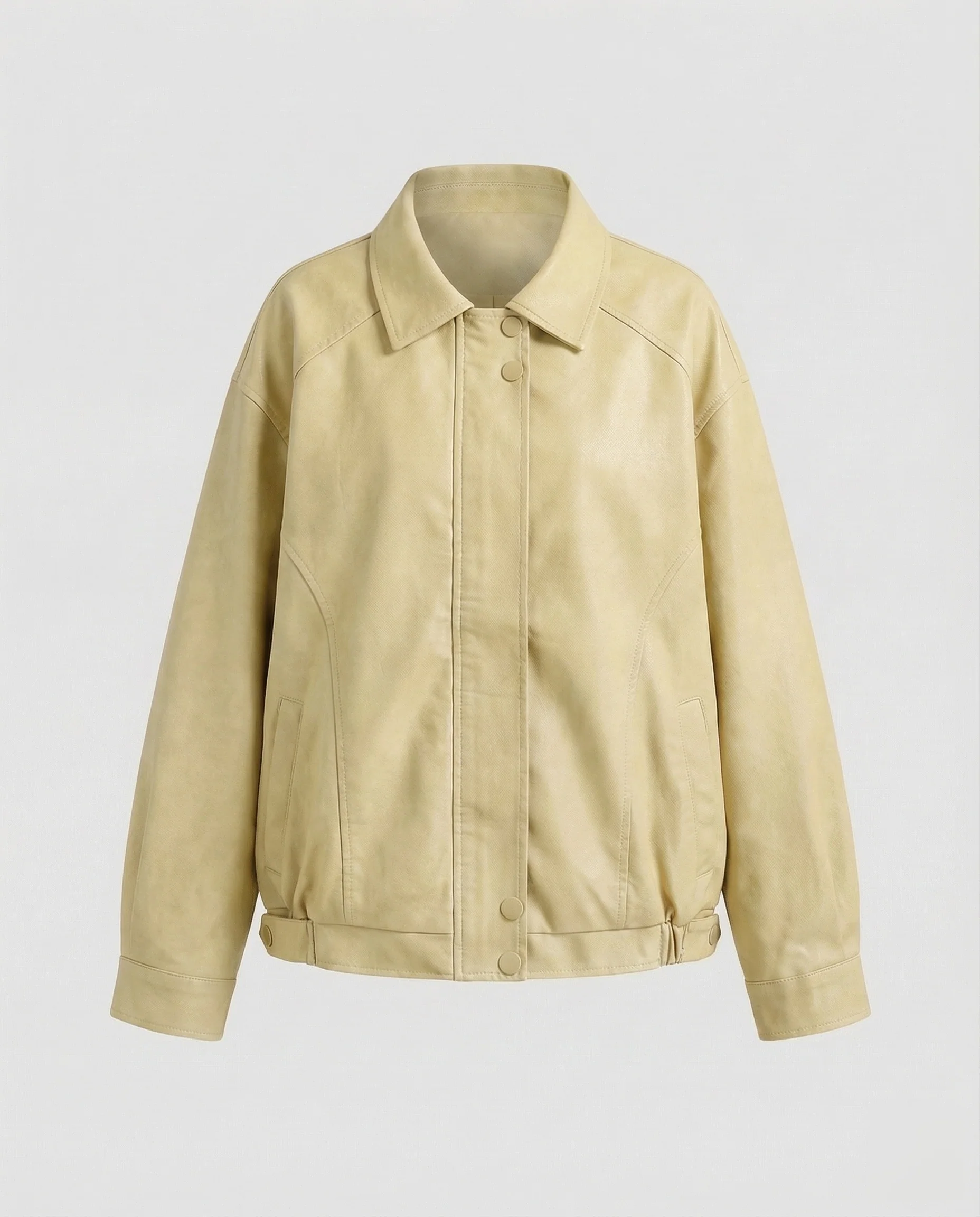 Damen Lederjacke Locker Hemdkragen - Image 5