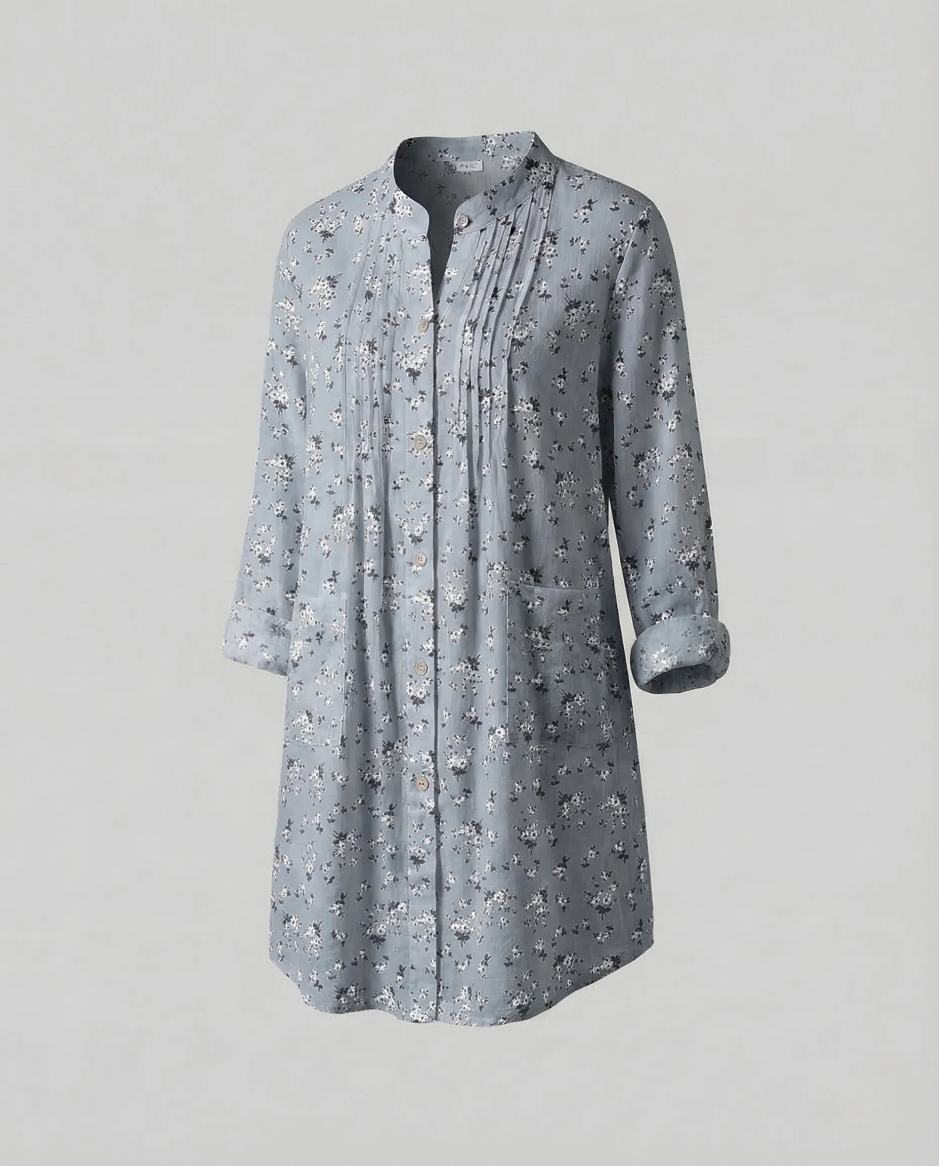 Damen Longbluse Stehkragen Oversize - Image 5