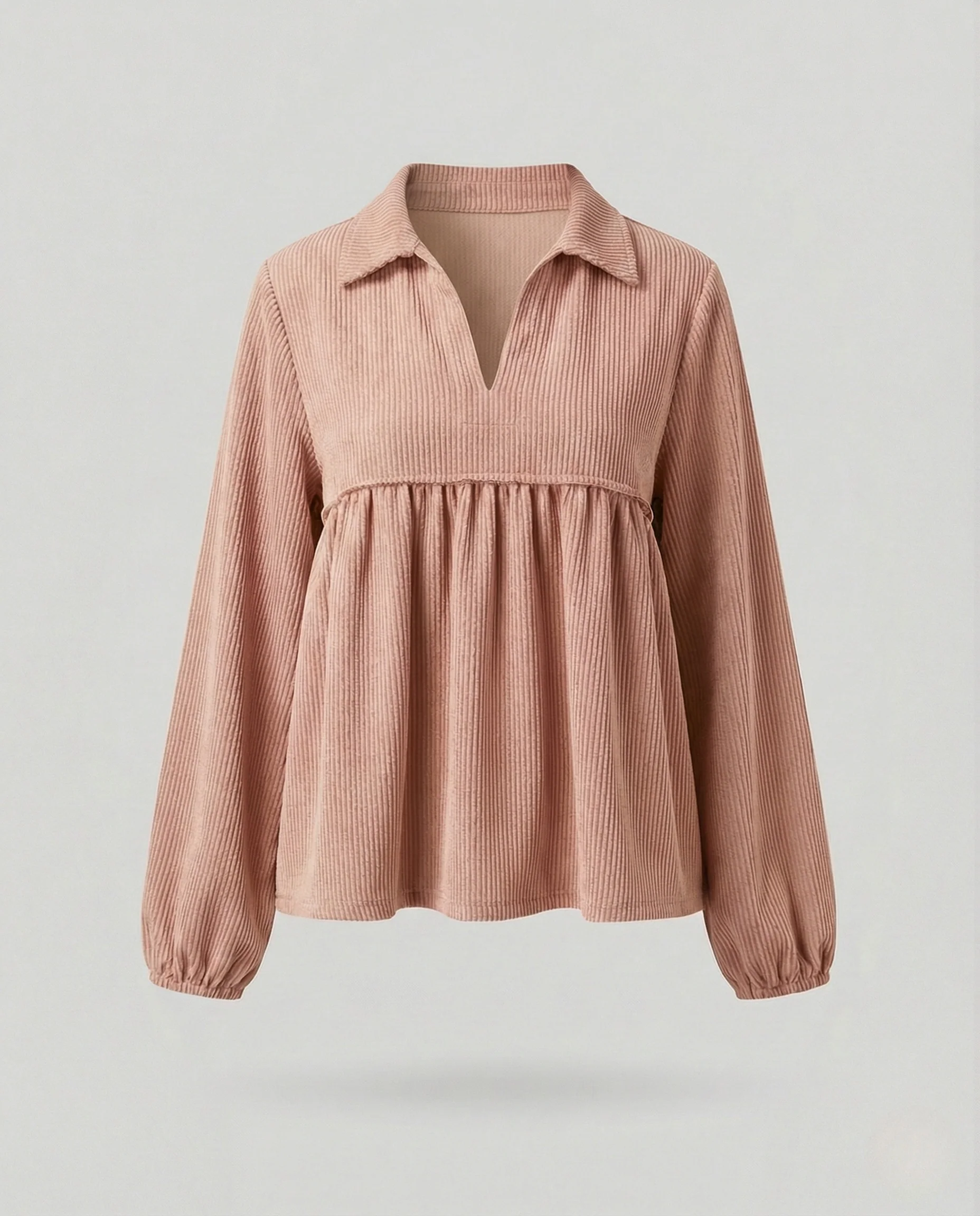 Bluse Damen Waffel Ballonärmel - Image 5