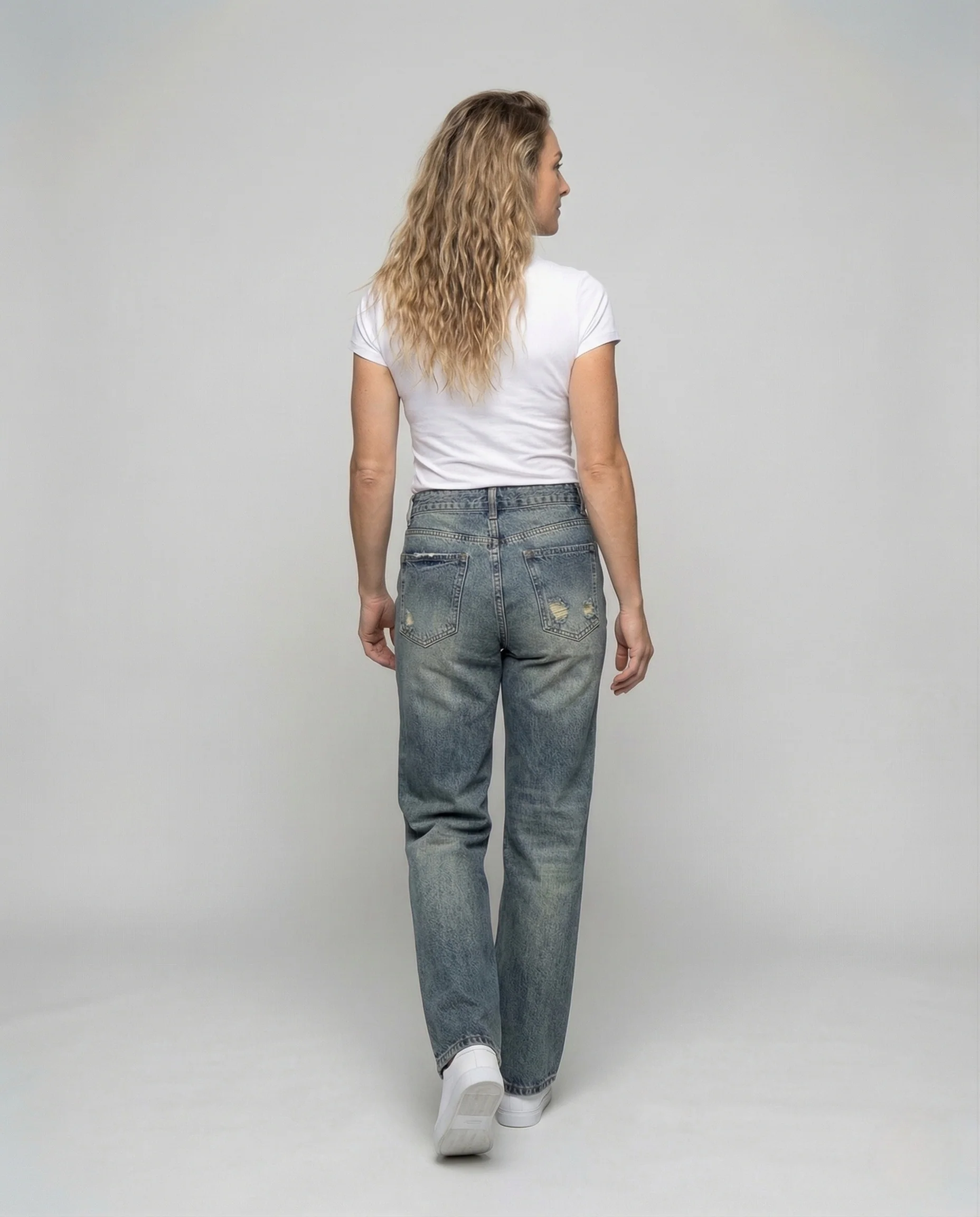 Damen Culotte Jeans Weites Bein - Image 4