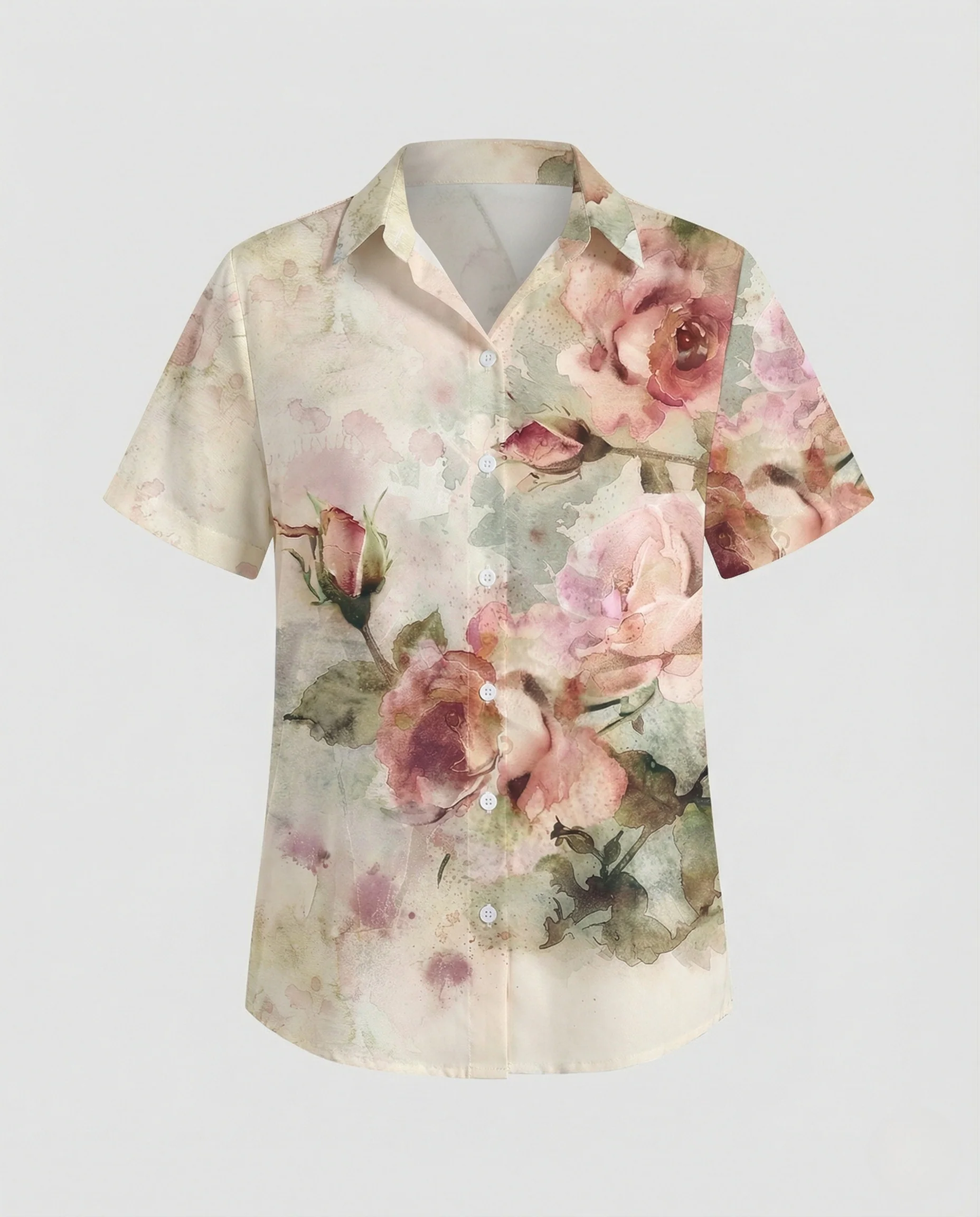 Aquarell Hemdbluse Damen Mit Schlitzen - Image 4