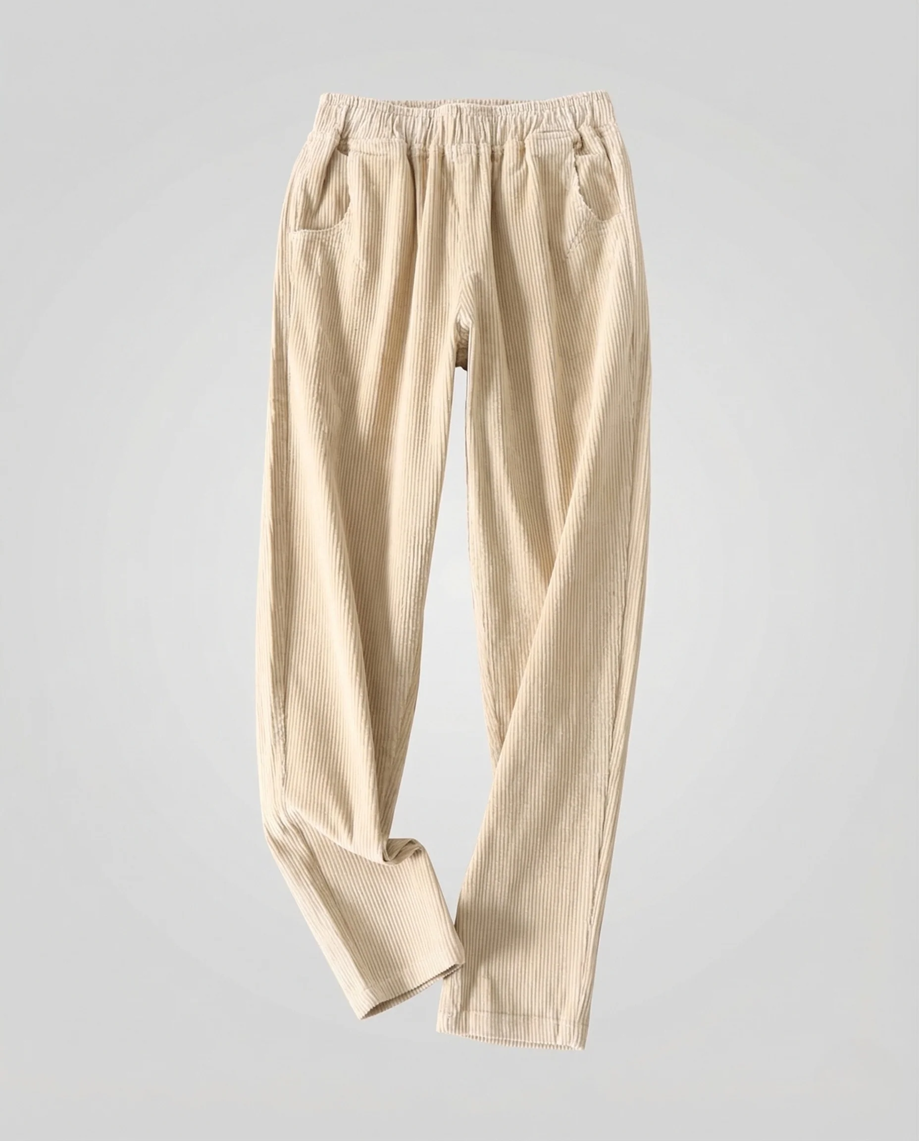 Damen Locker Geschnittene Cordhose mit Elastischem Bund und Geradem Bein - Image 4