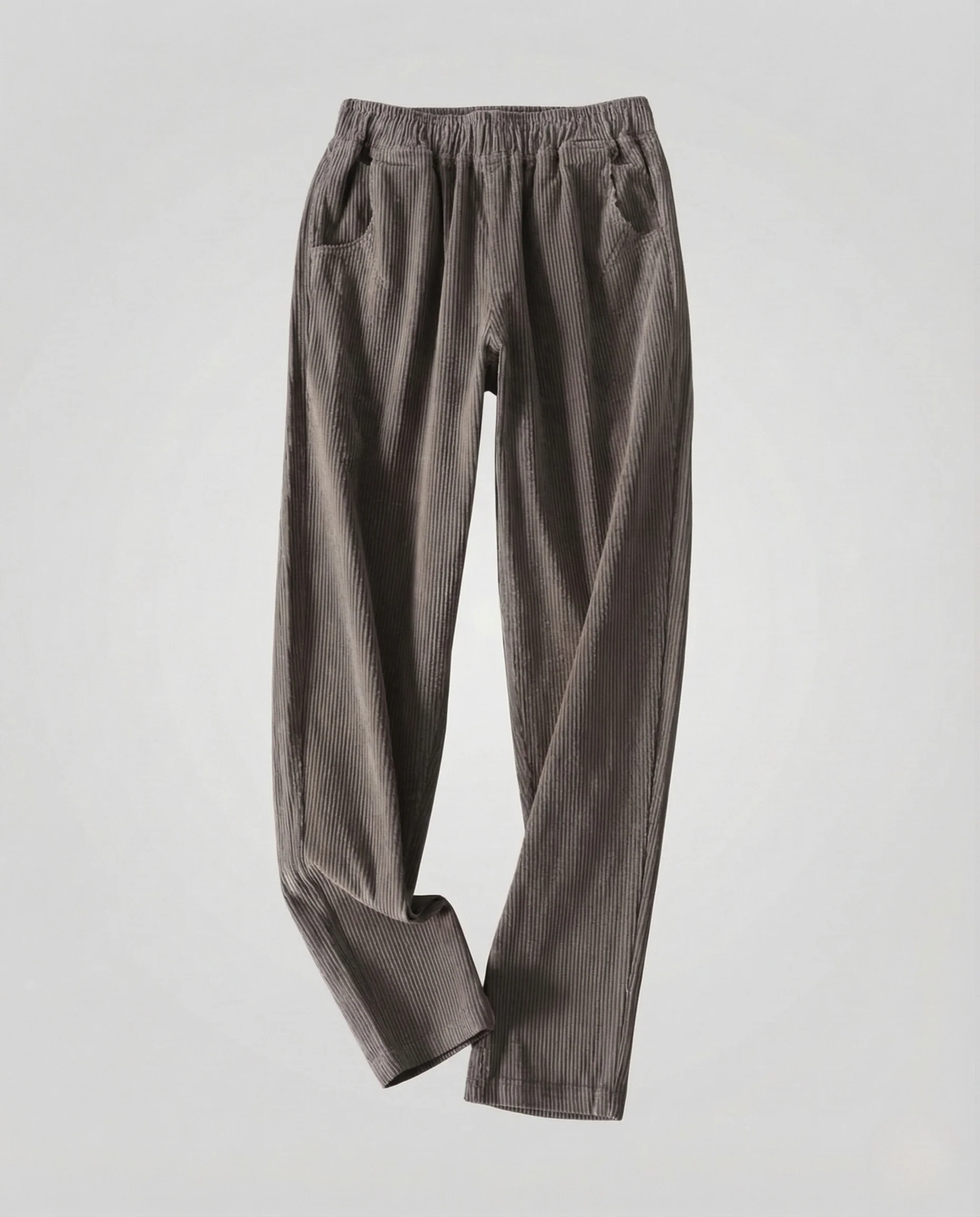 Damen Locker Geschnittene Cordhose mit Elastischem Bund und Geradem Bein - Image 6