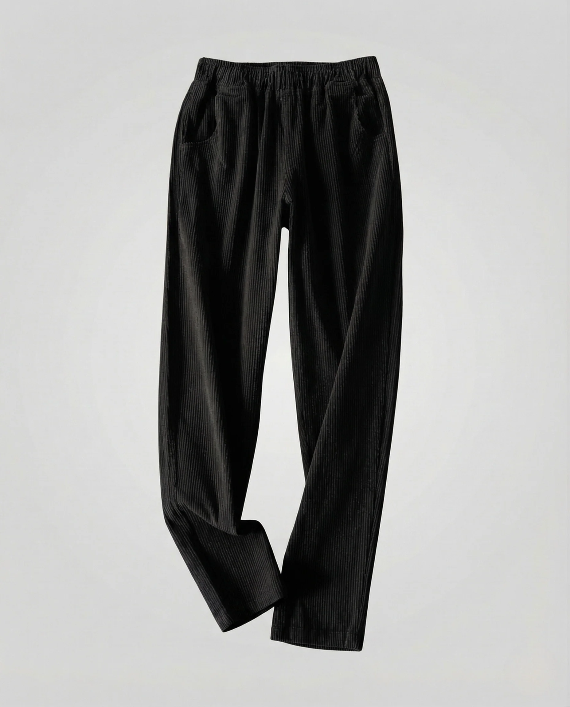 Damen Locker Geschnittene Cordhose mit Elastischem Bund und Geradem Bein - Image 7
