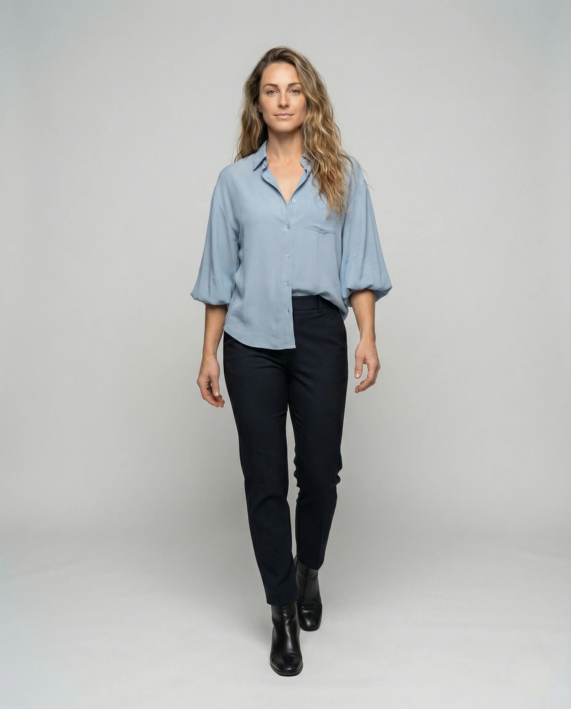 Damen Leinenbluse mit Ballonärmeln - Image 2