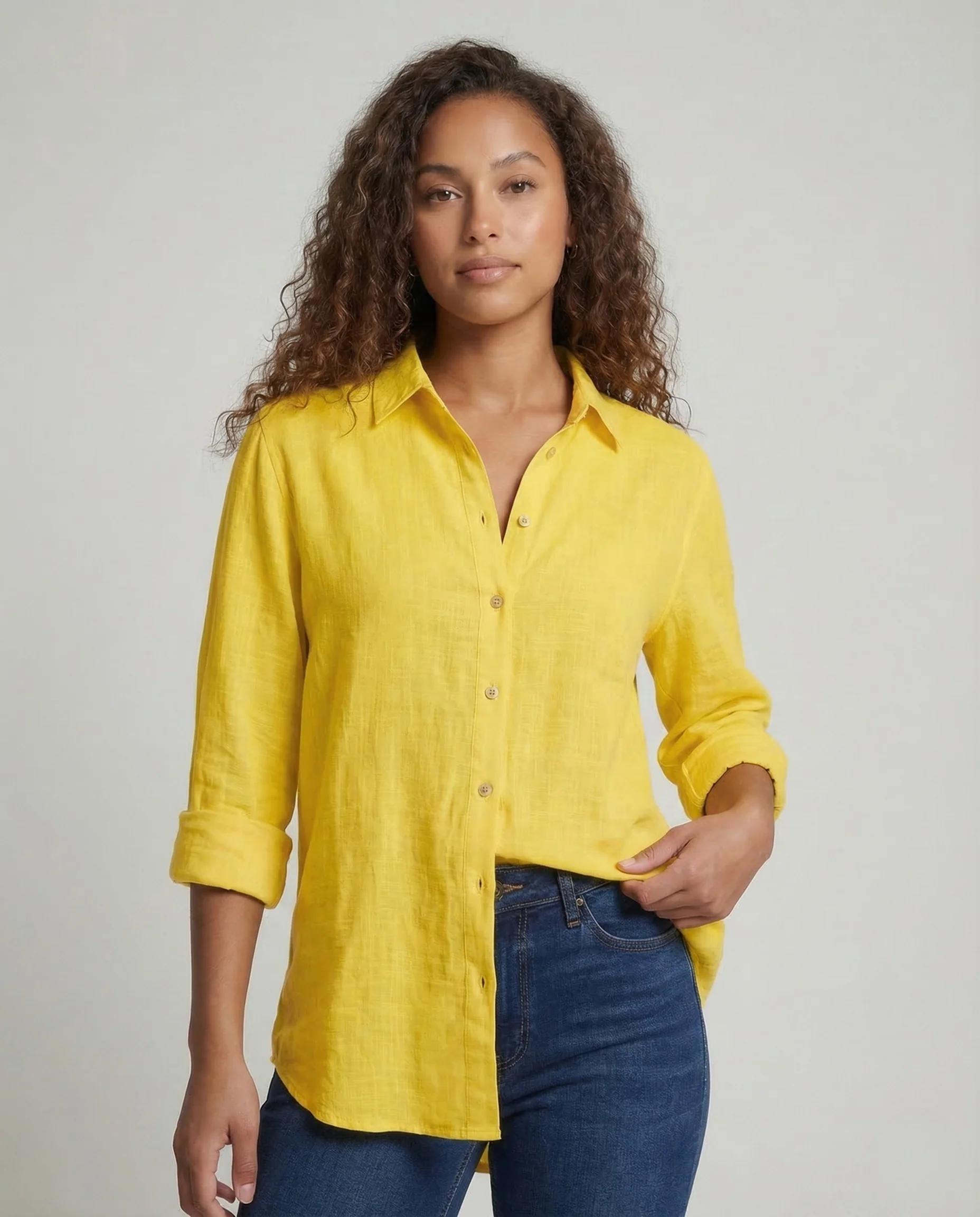 Damen Leinenbluse Blumenprint - Image 2