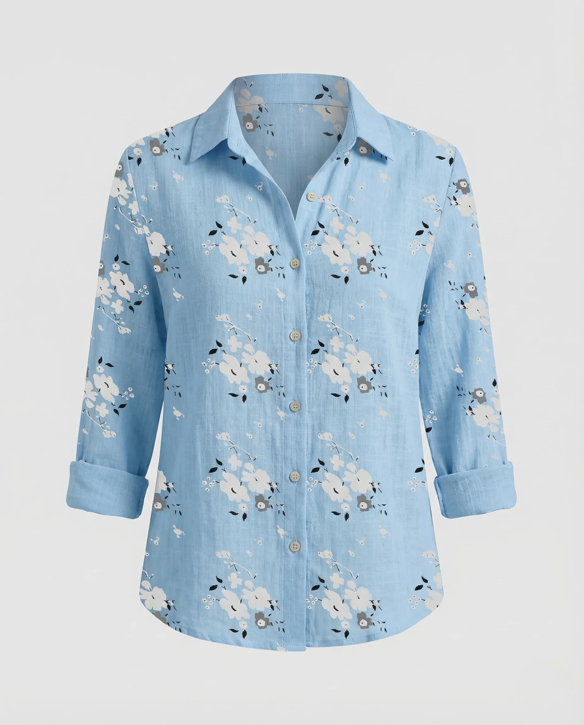 Damen Leinenbluse Blumenprint - Image 5