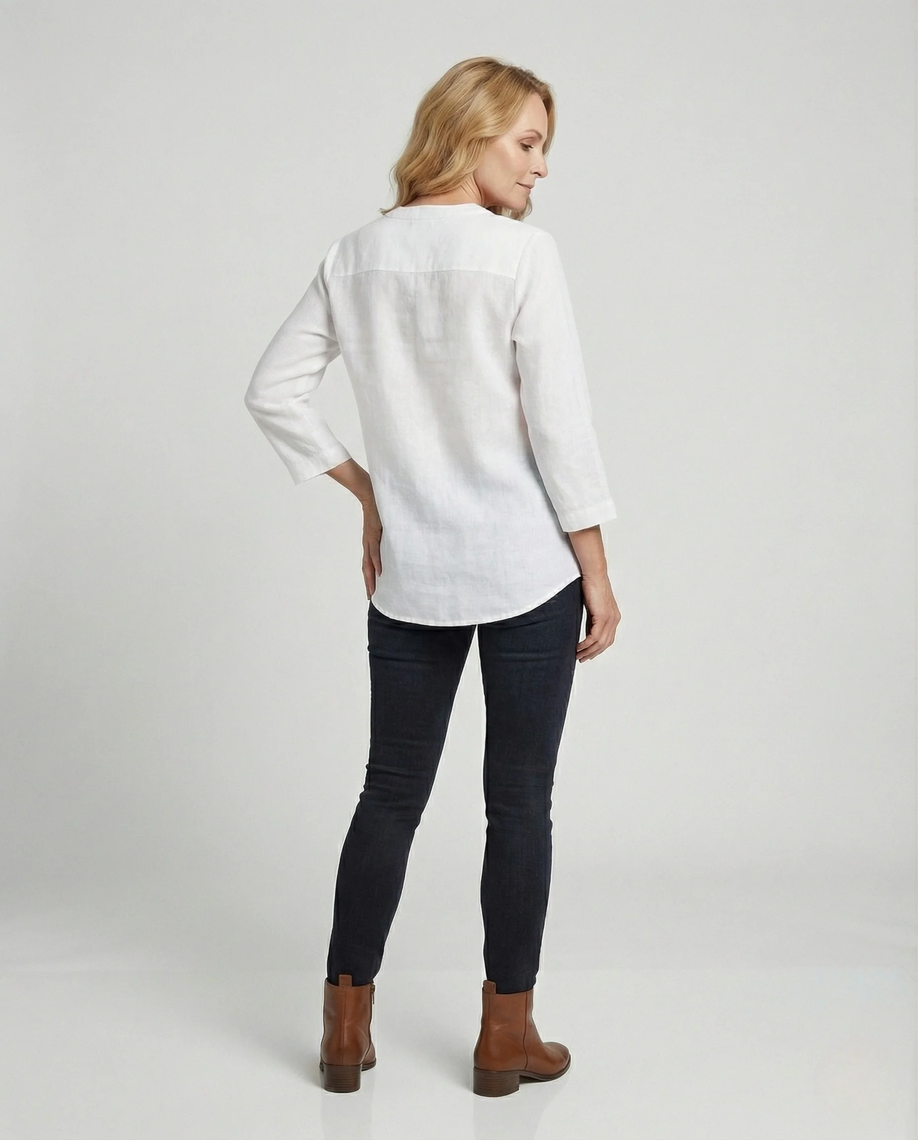 Damen Leinen-Tunika-Bluse mit Blumenprint - Image 4