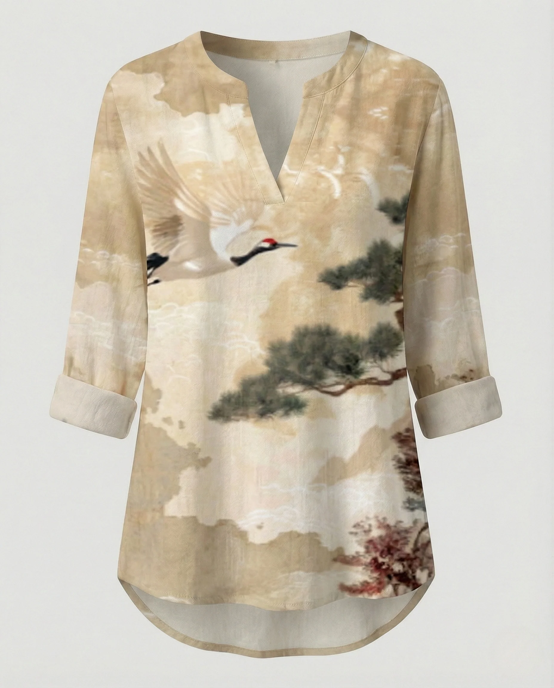 Damen Leinen-Tunika-Bluse mit Blumenprint - Image 6