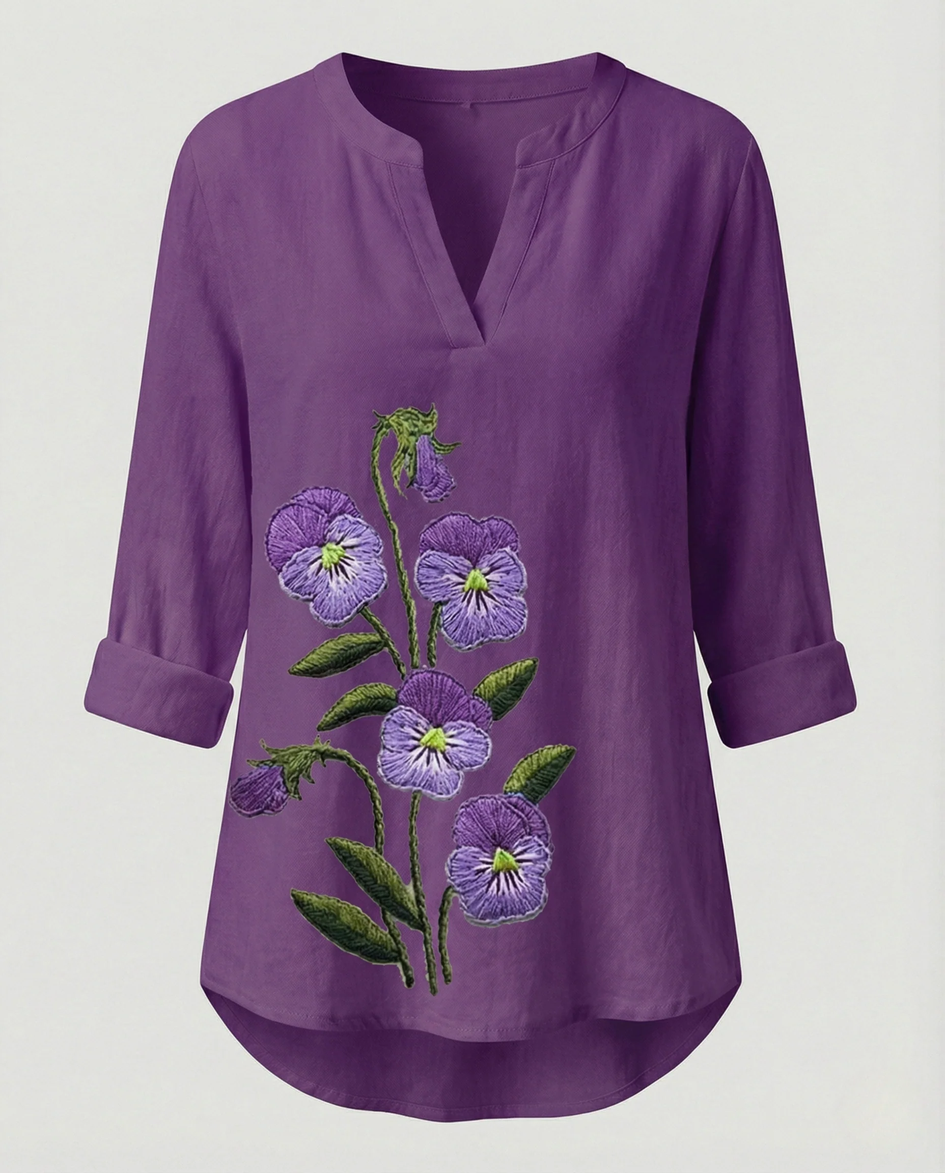 Damen Leinen-Tunika-Bluse mit Blumenprint - Image 7