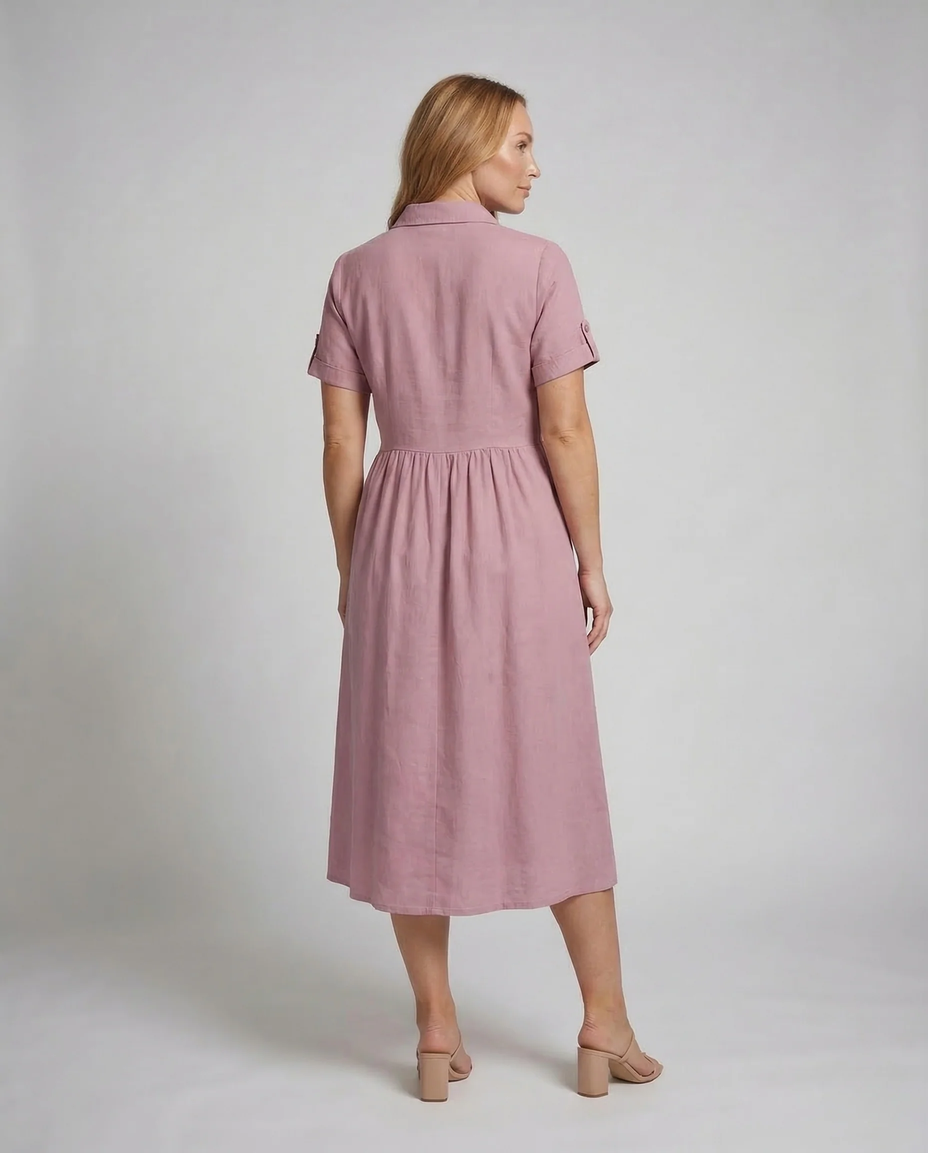 Damen Hemdblusenkleid Geraffte Taille - Image 4