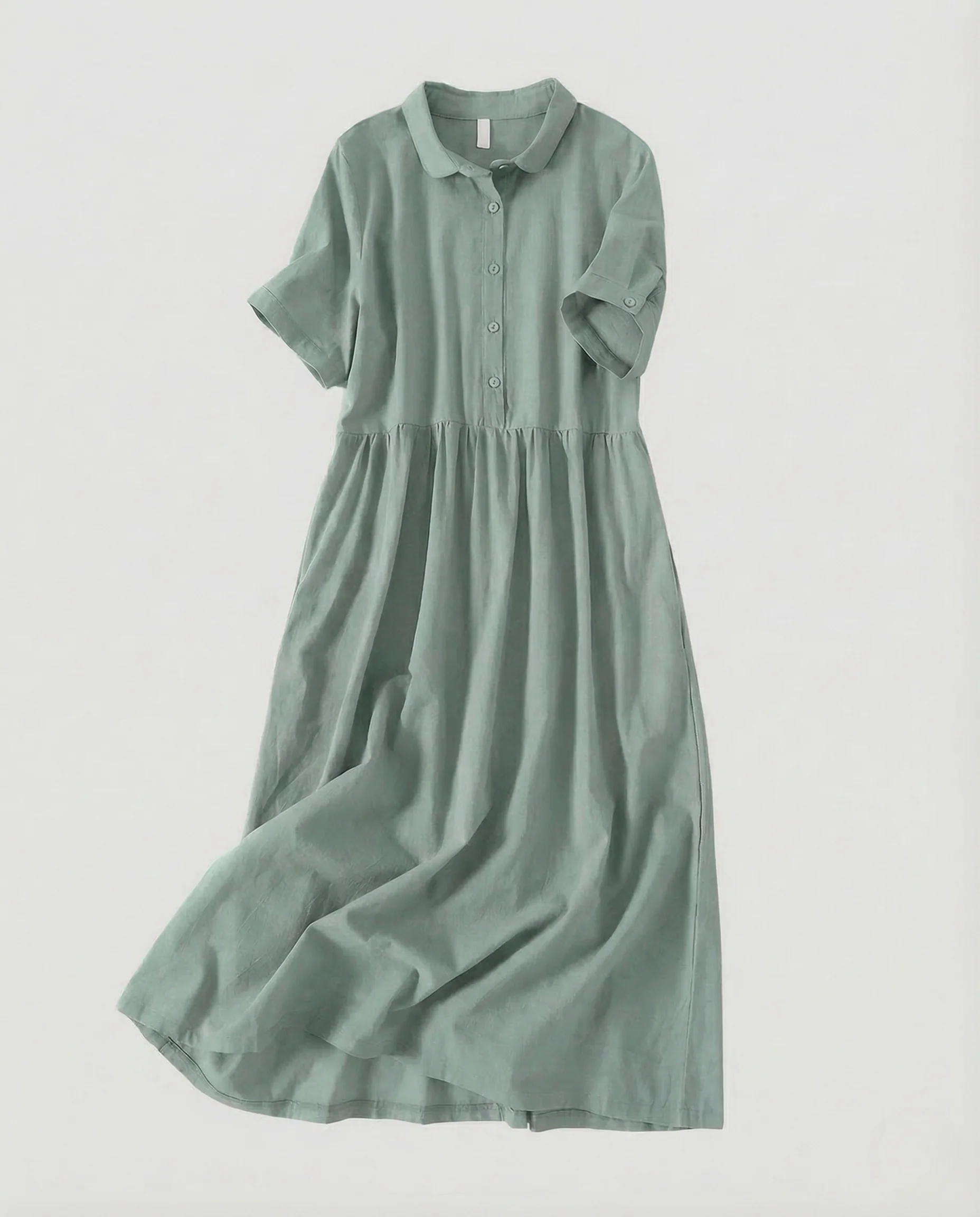 Damen Hemdblusenkleid Geraffte Taille - Image 6