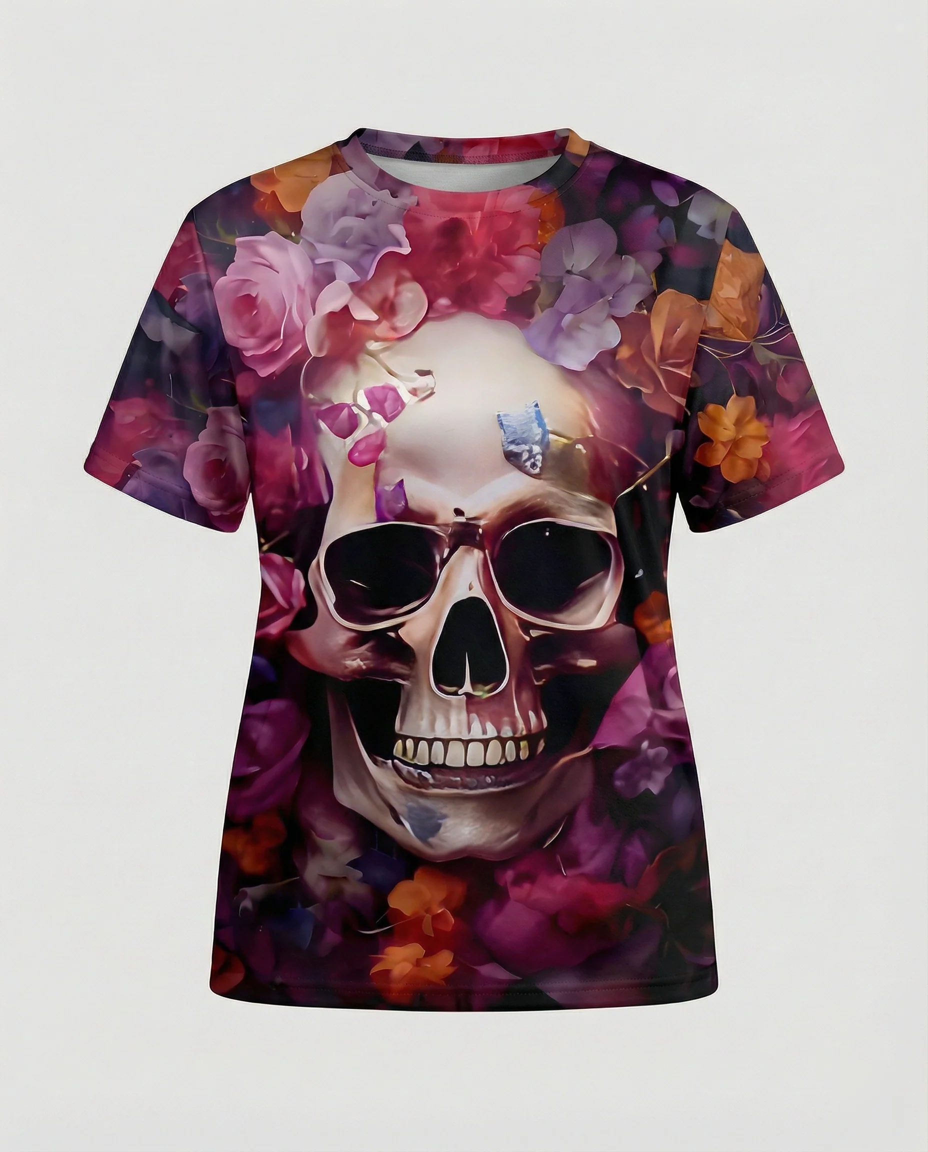 Kurzarmshirt Totenkopf Print Damen - Image 12
