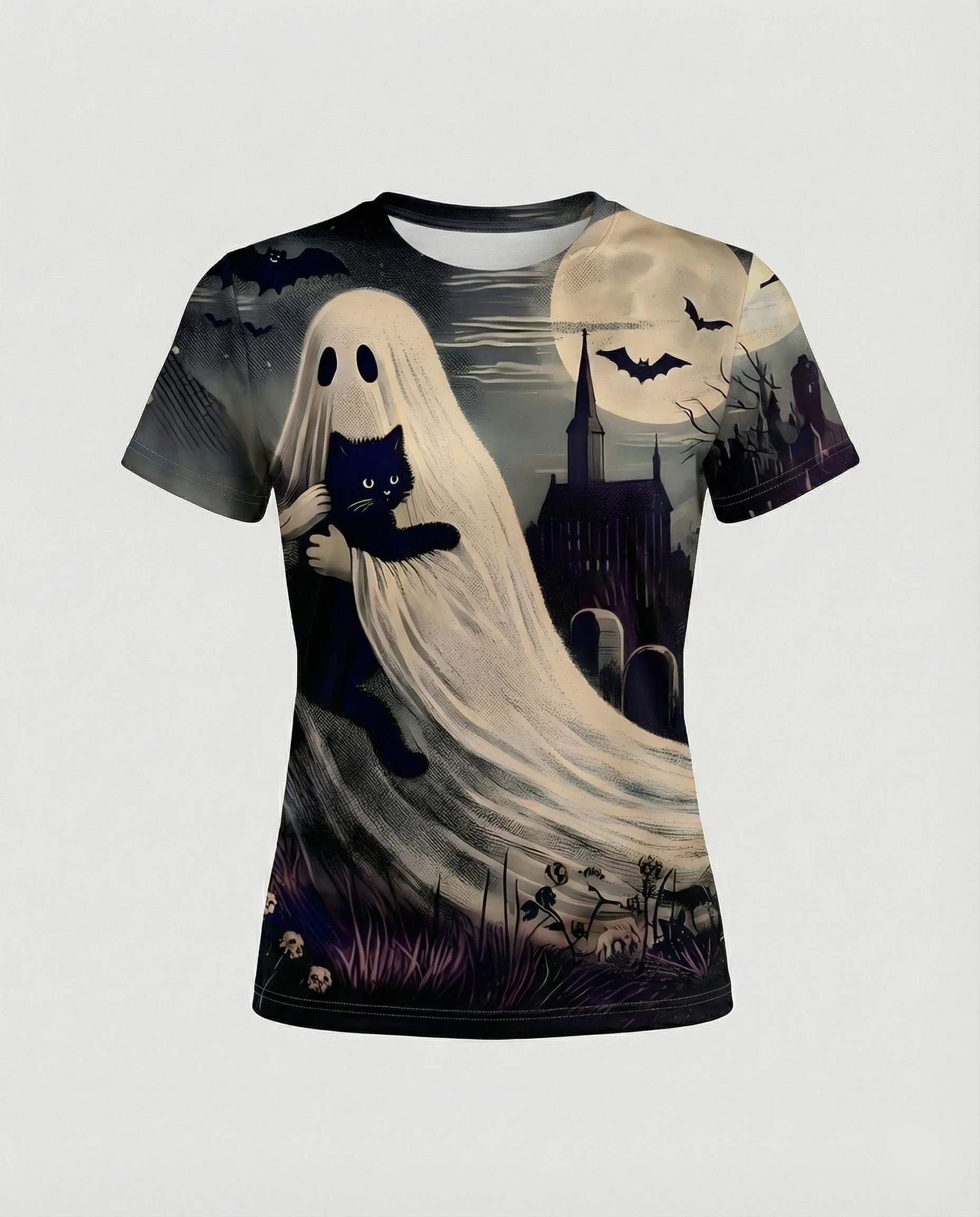 Kurzarmshirt Totenkopf Print Damen - Image 8