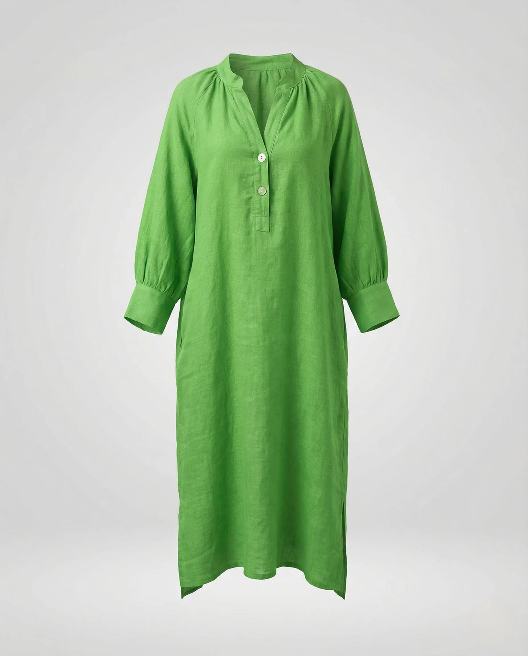 Damen Leinen-Maxikleid mit Ballonärmeln - Image 6
