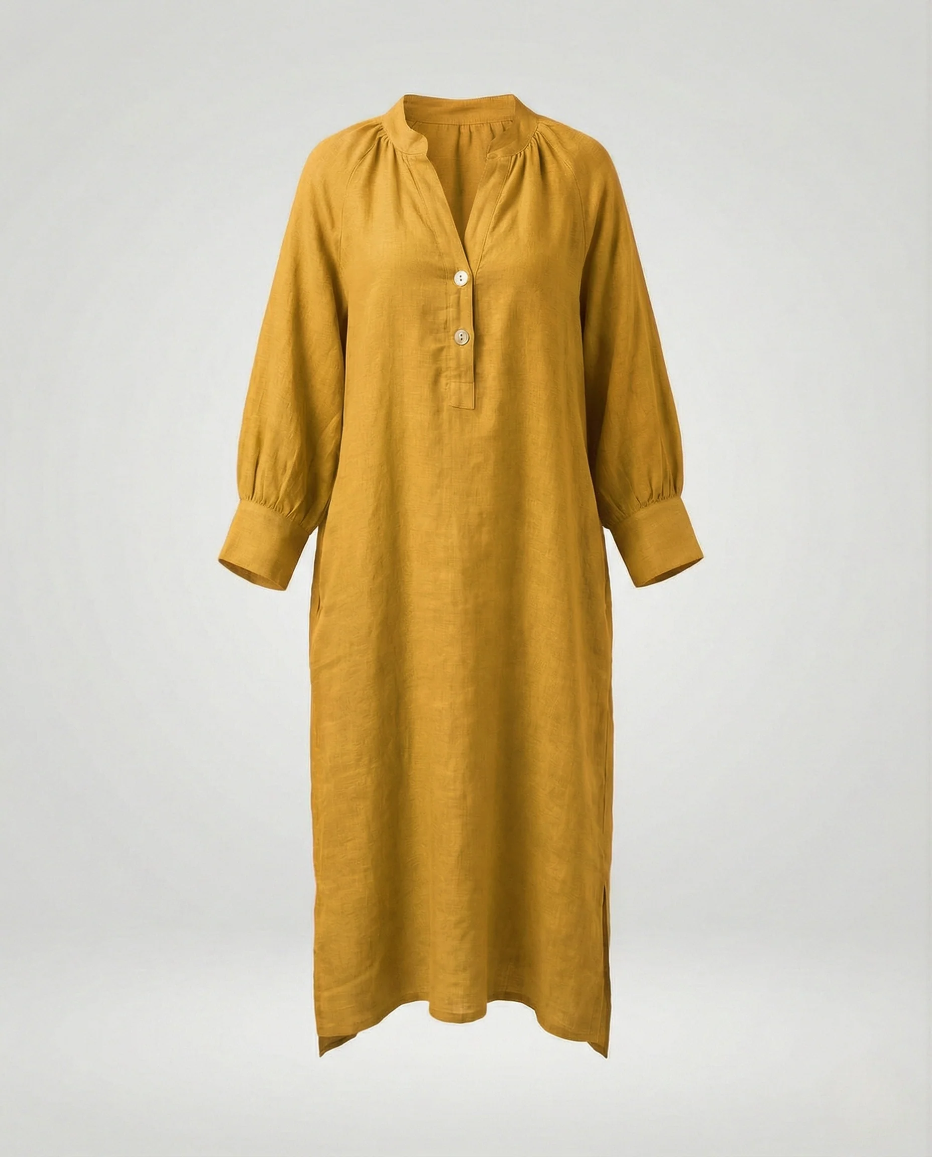 Damen Leinen-Maxikleid mit Ballonärmeln - Image 7