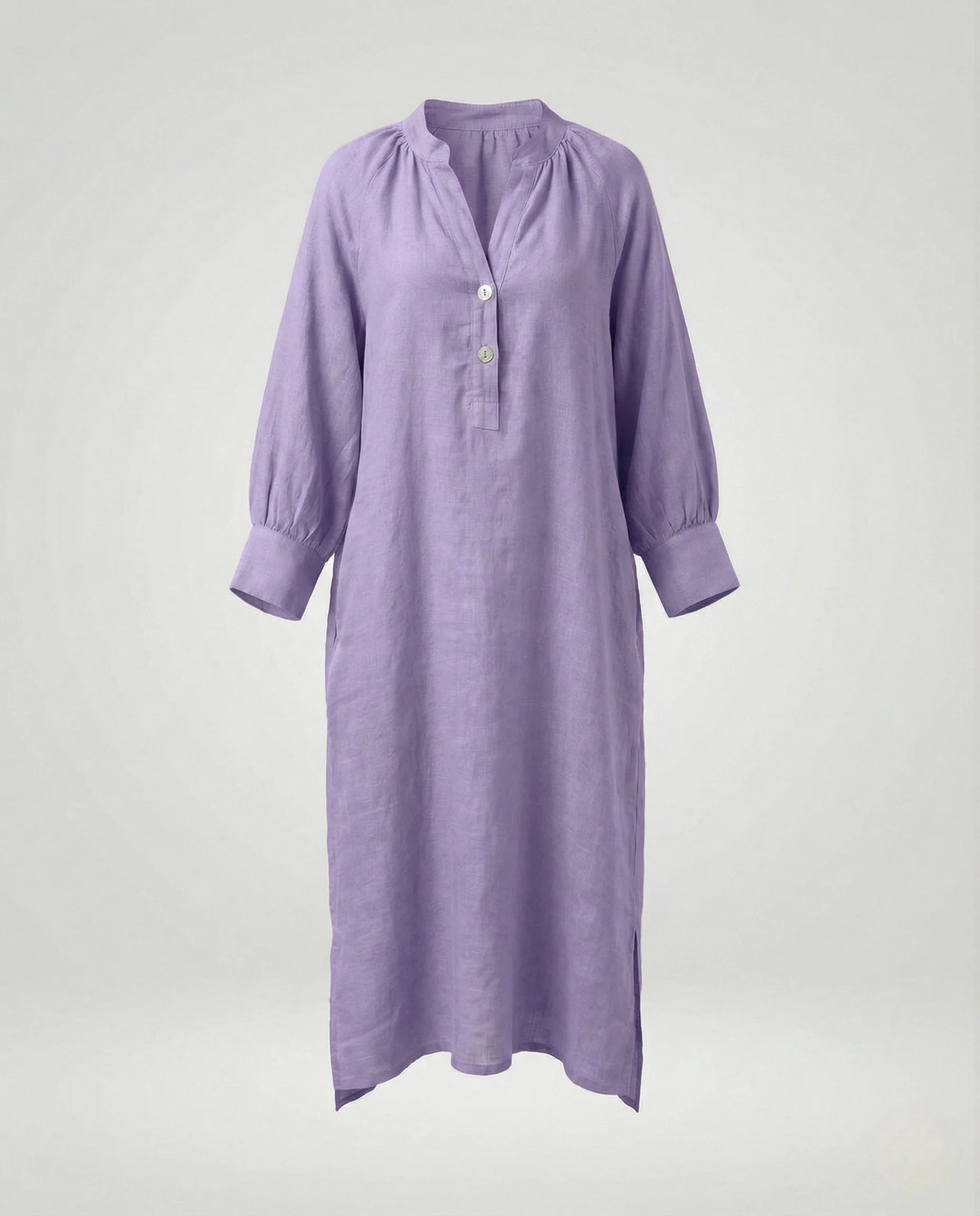 Damen Leinen-Maxikleid mit Ballonärmeln - Image 9