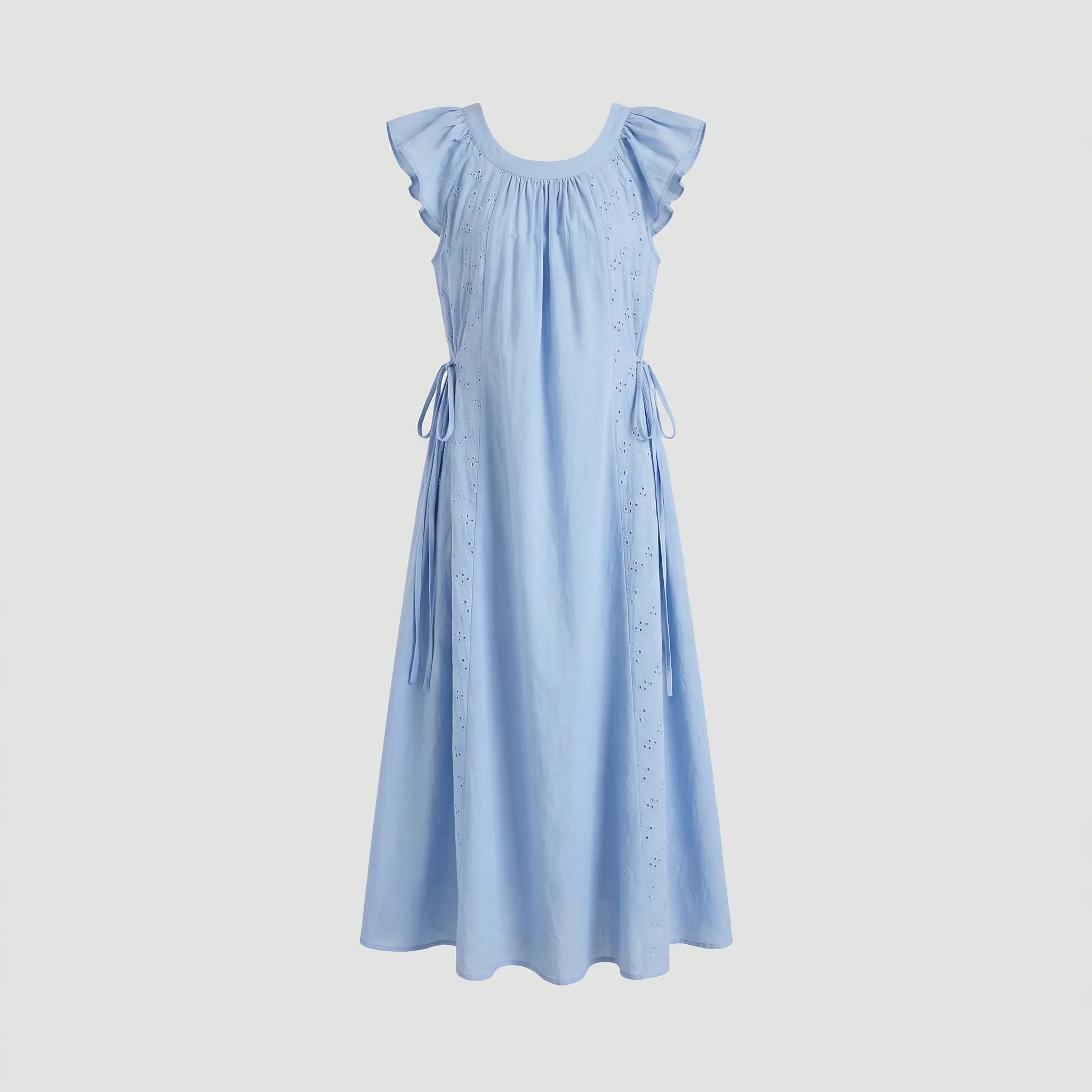 Damen Baumwoll Maxikleid mit Broderie Einsätzen - Image 5