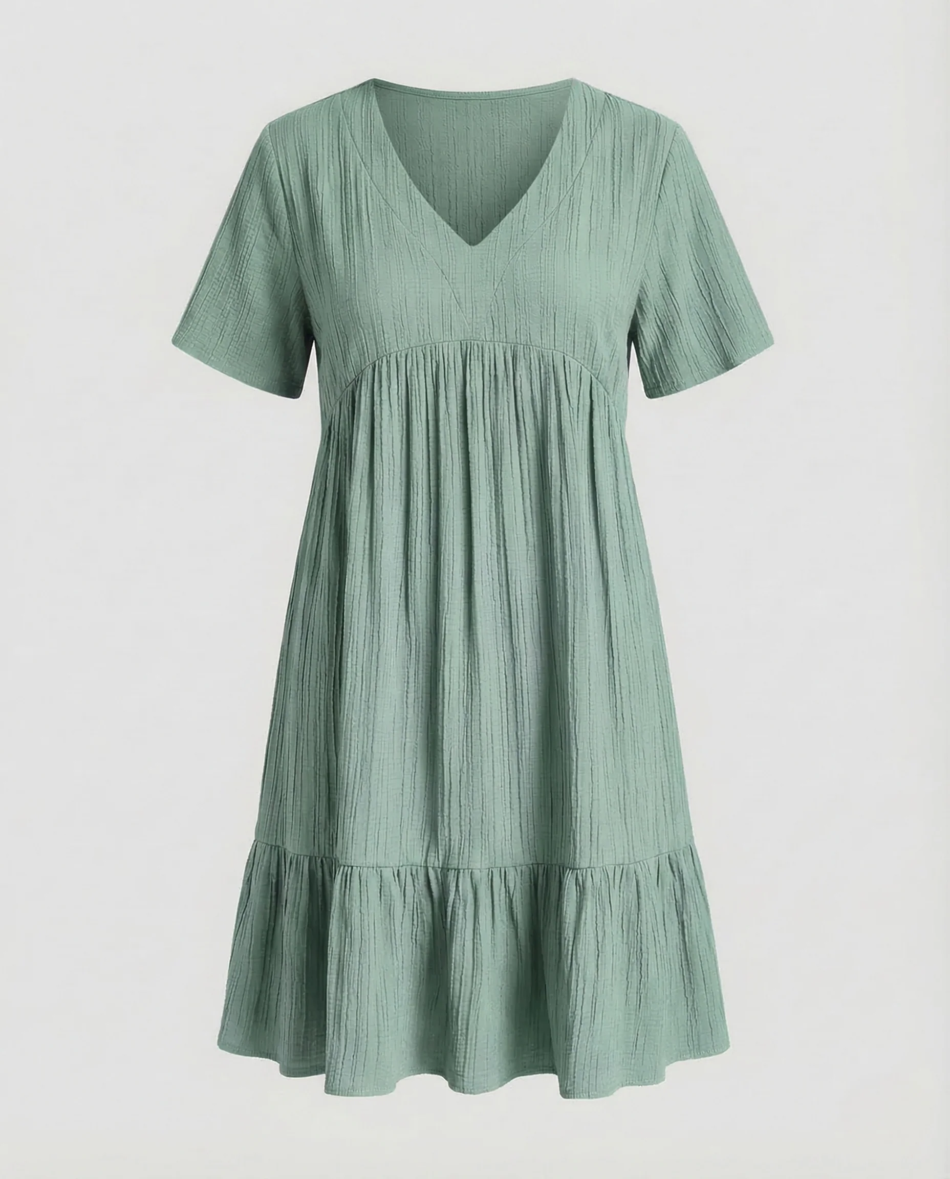 Damen Gaze Kleid V Ausschnitt Stufenrock - Image 10