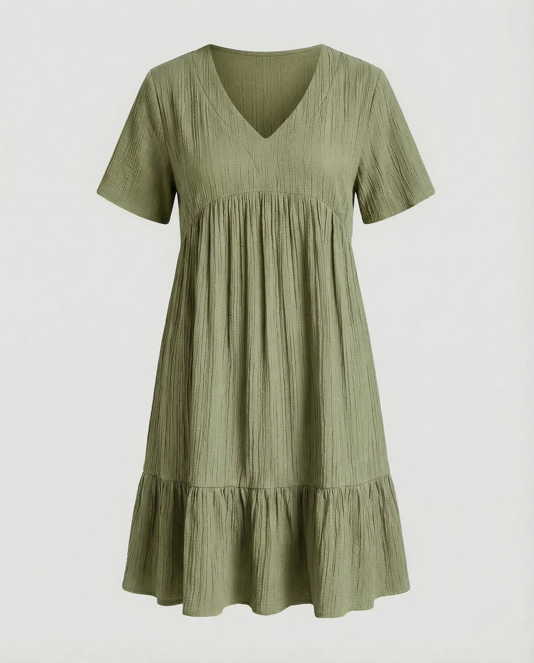 Damen Gaze Kleid V Ausschnitt Stufenrock - Image 11