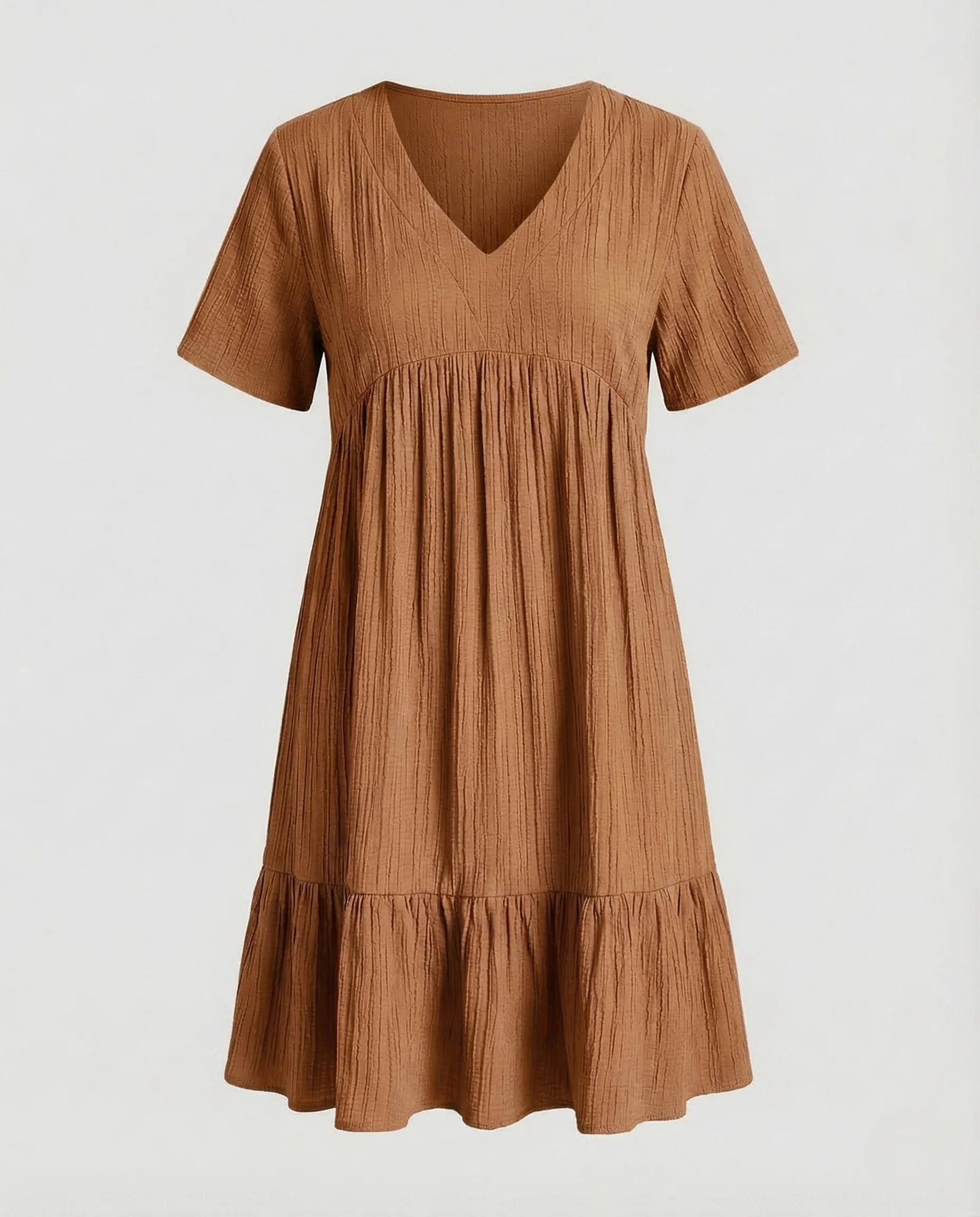 Damen Gaze Kleid V Ausschnitt Stufenrock - Image 7