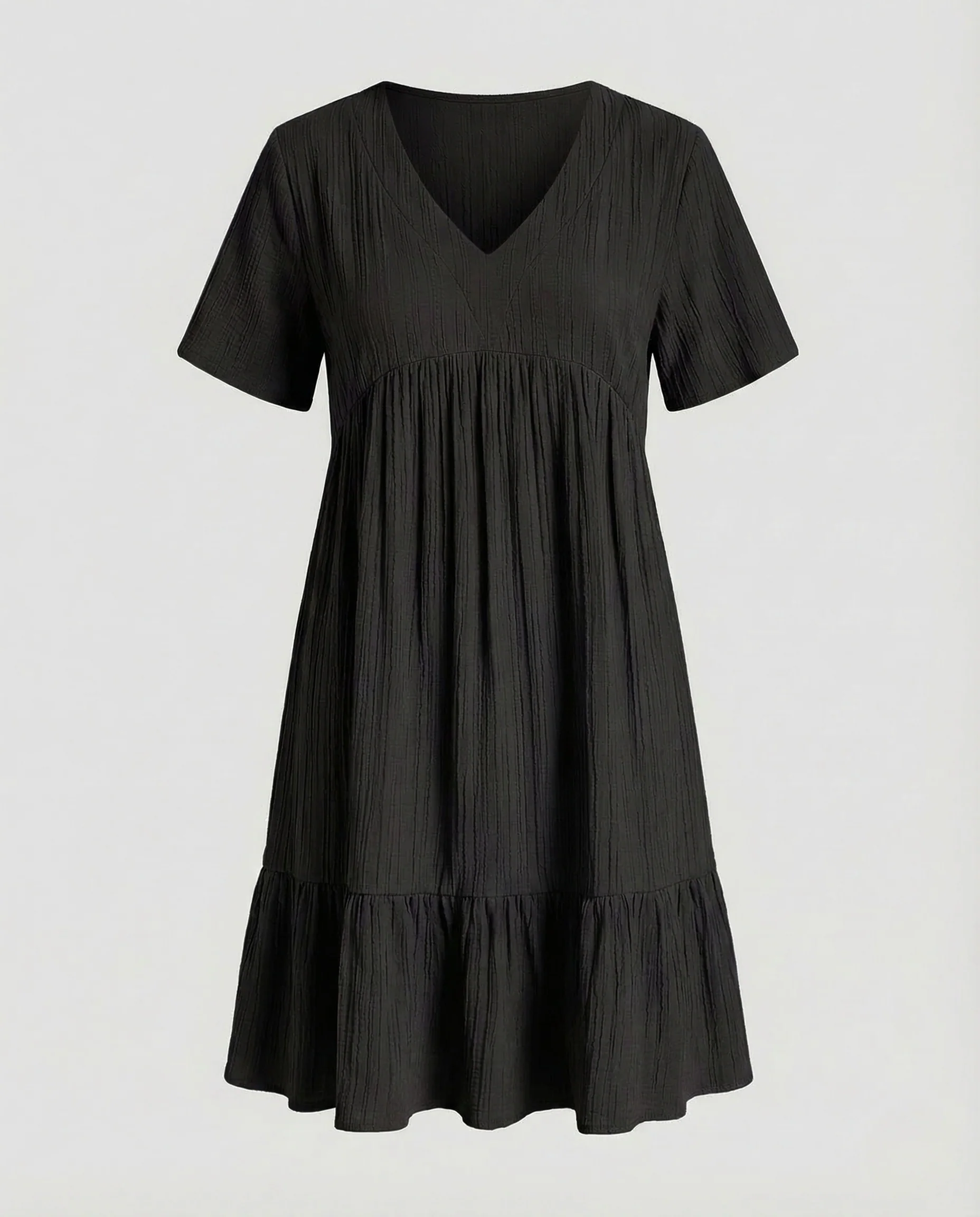 Damen Gaze Kleid V Ausschnitt Stufenrock - Image 8