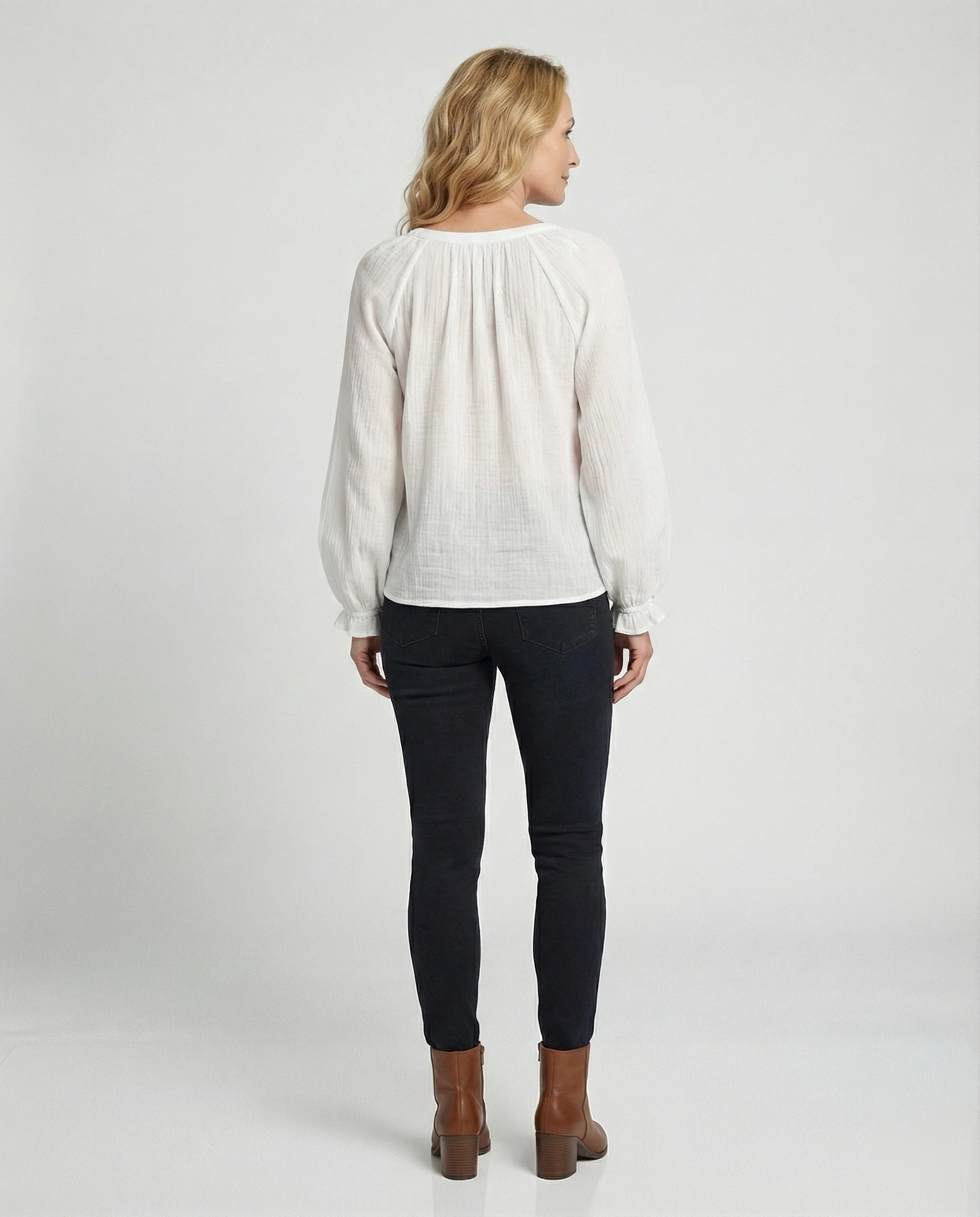 Damen Boho Blusentop mit Spitze Sommer - Image 3
