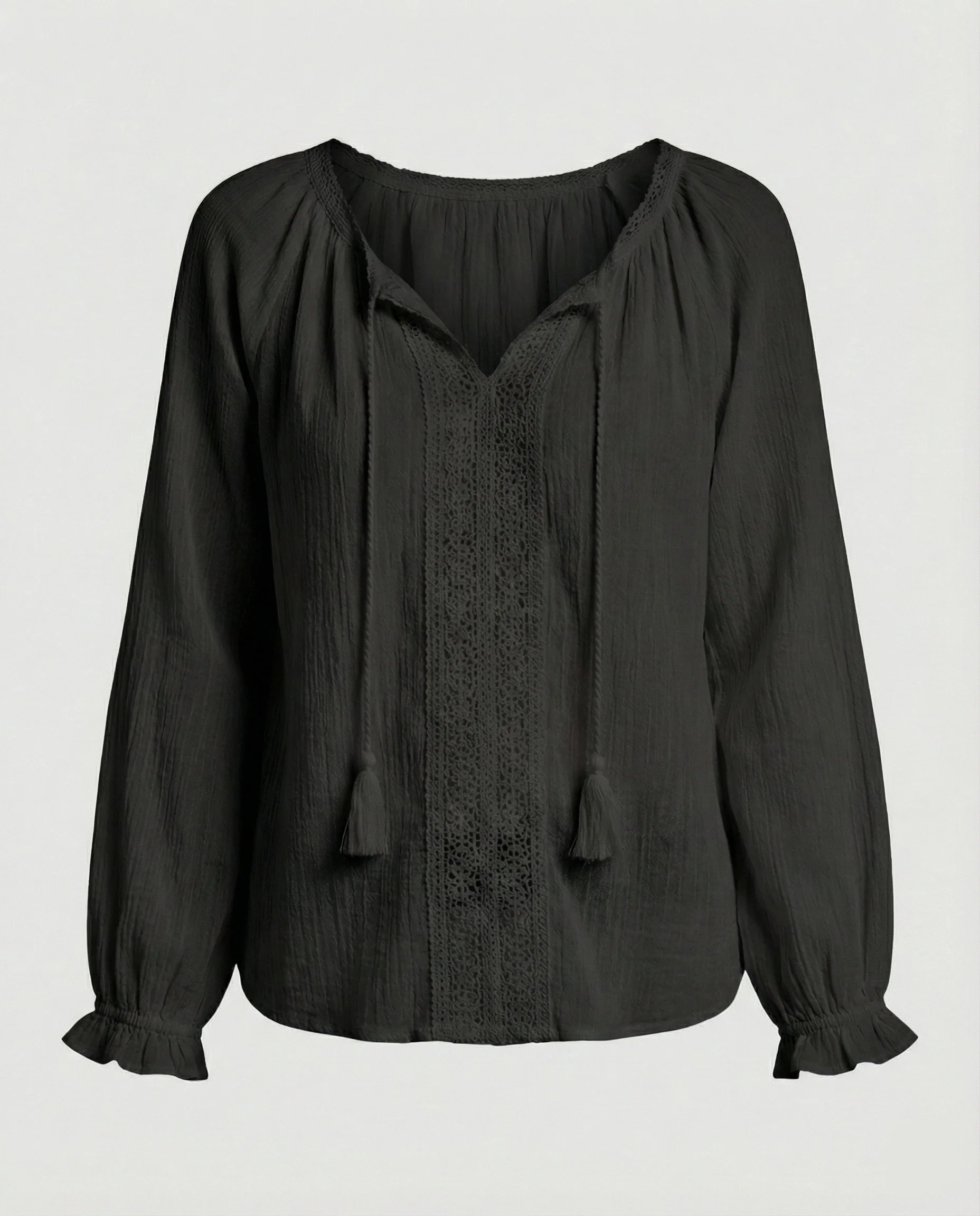 Damen Boho Blusentop mit Spitze Sommer - Image 6