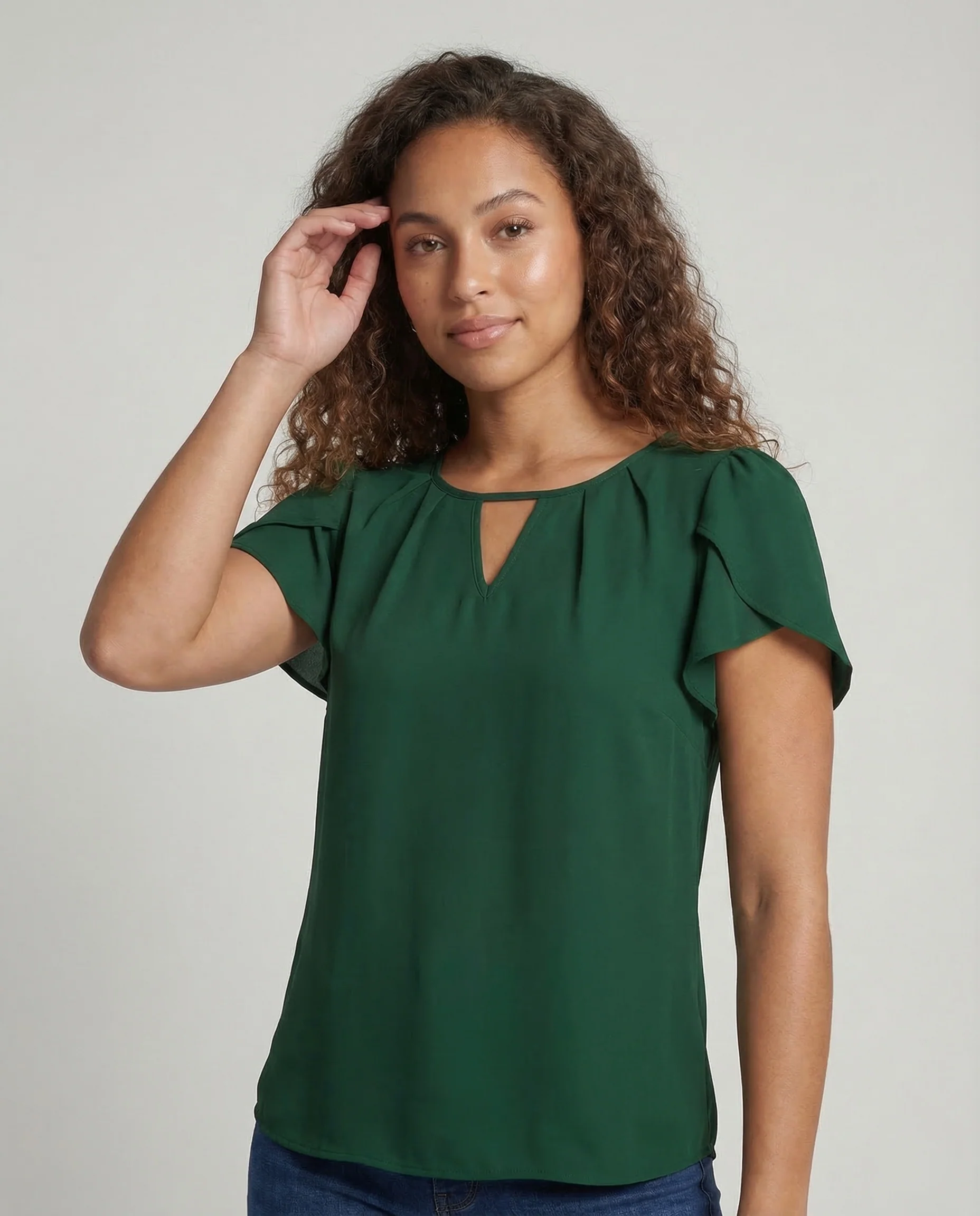 Damen Chiffonbluse Volantärmel - Image 2