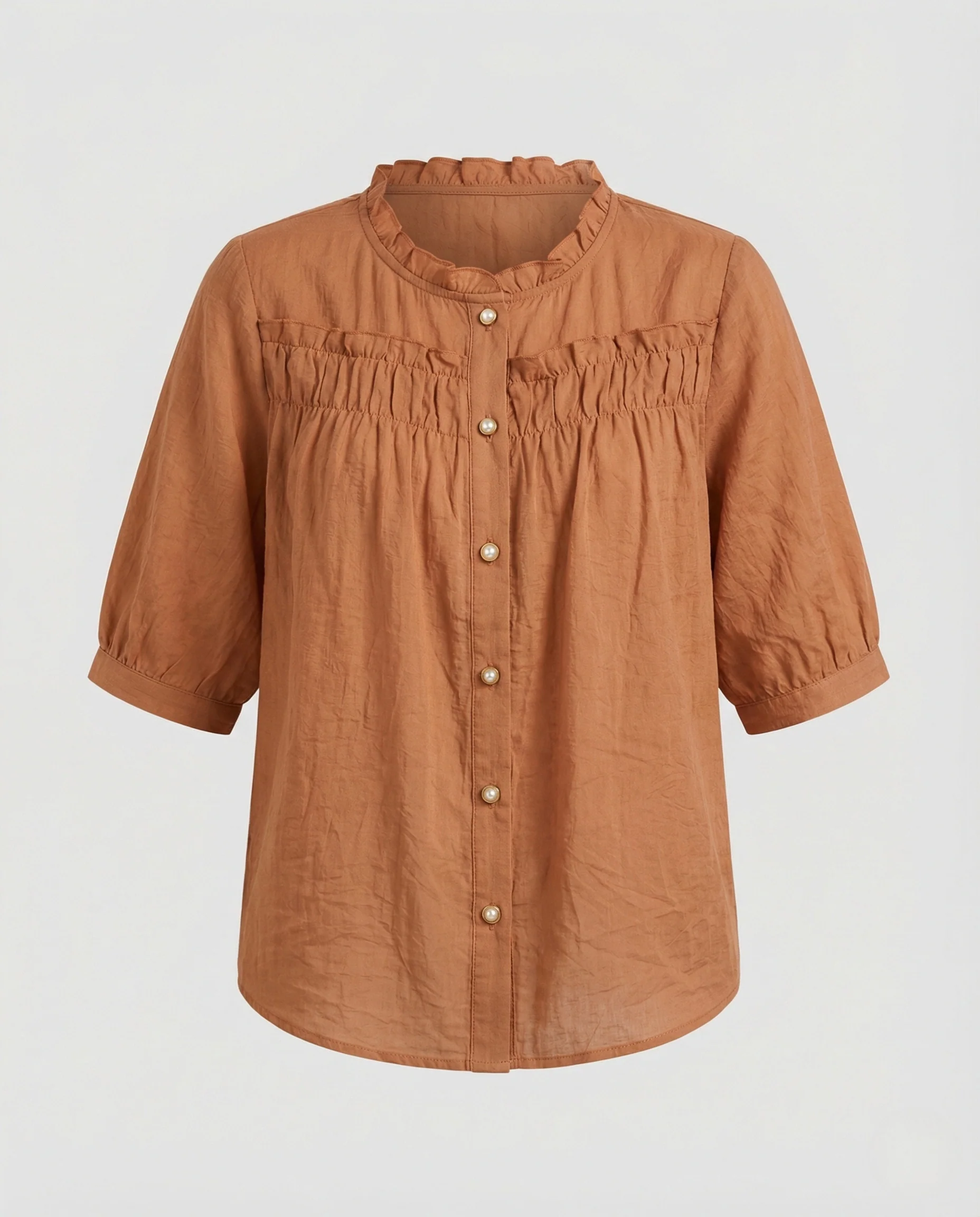 Damen Kurzbluse mit Geraffter Brustpartie - Image 5