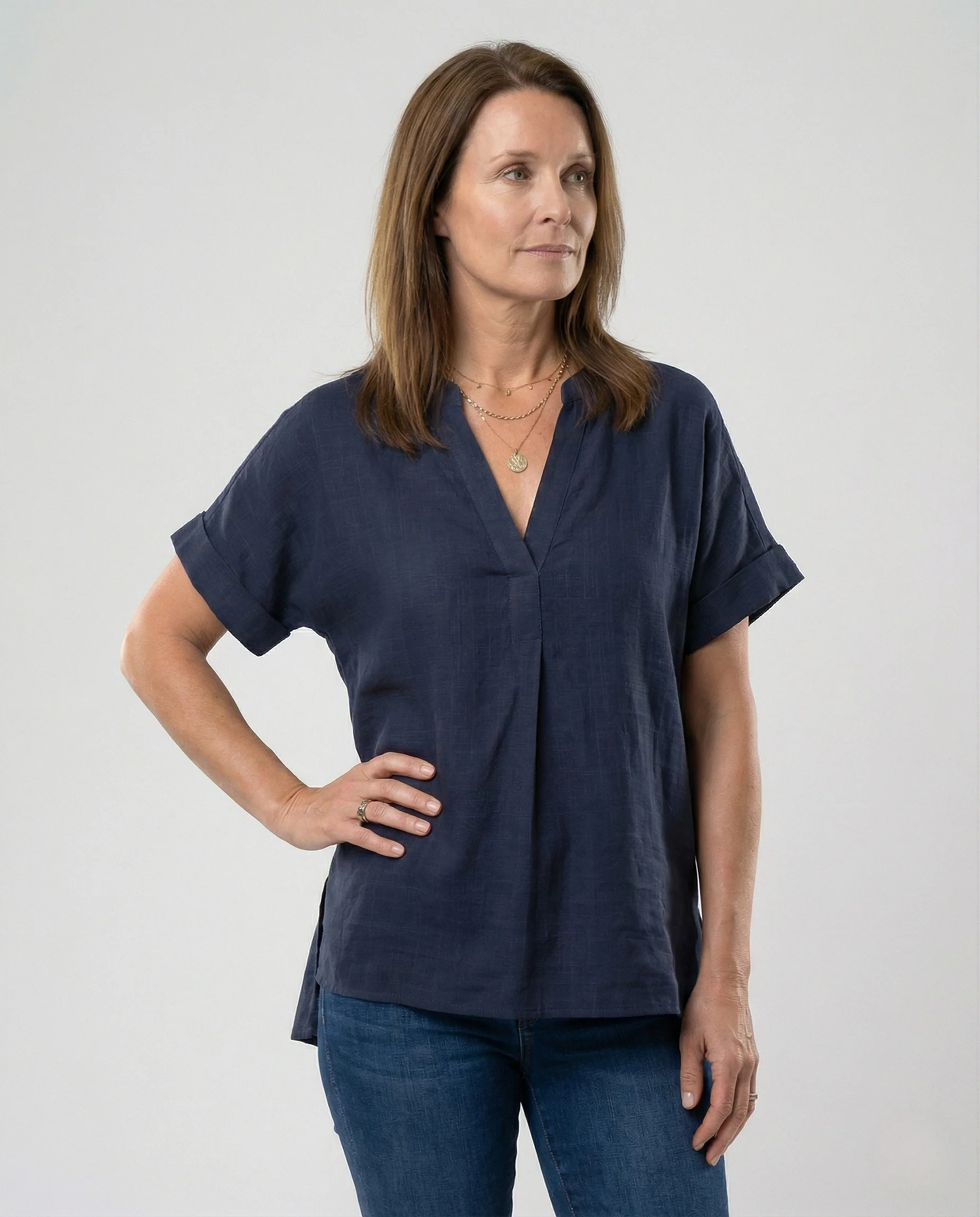 Damen Tunika Bluse V-Ausschnitt - Image 2