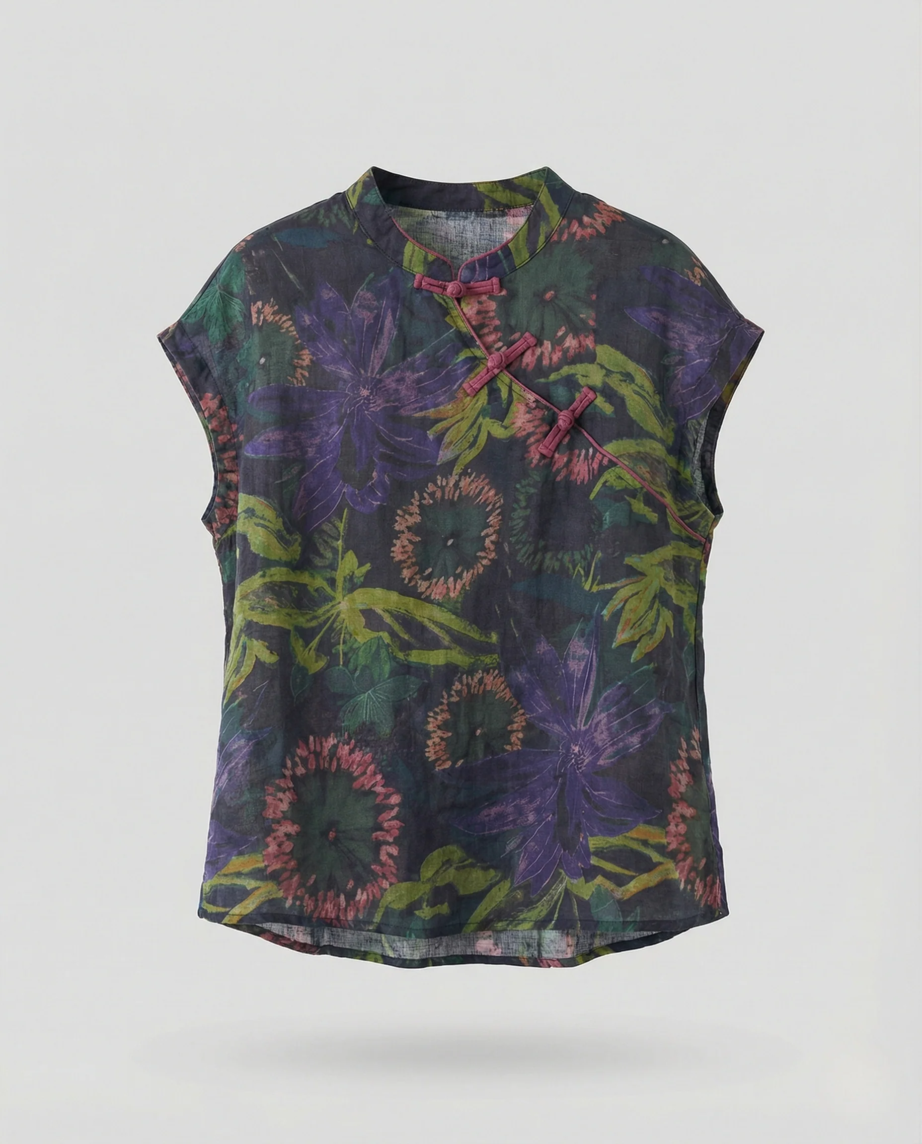 Leinenbluse Damen Mit Froschverschluss - Image 5
