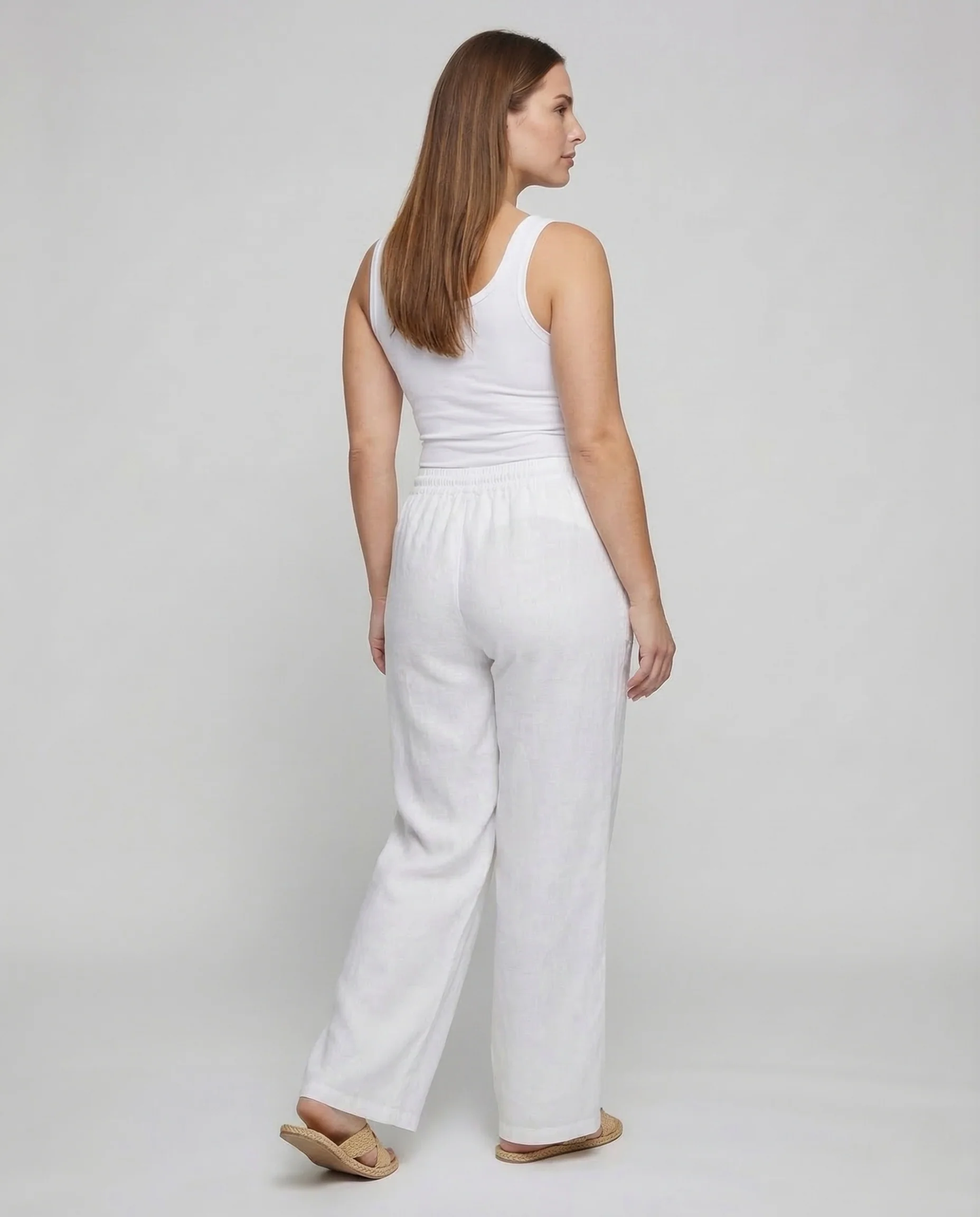Damen Leinenhose Weit Tunnelzug - Image 4
