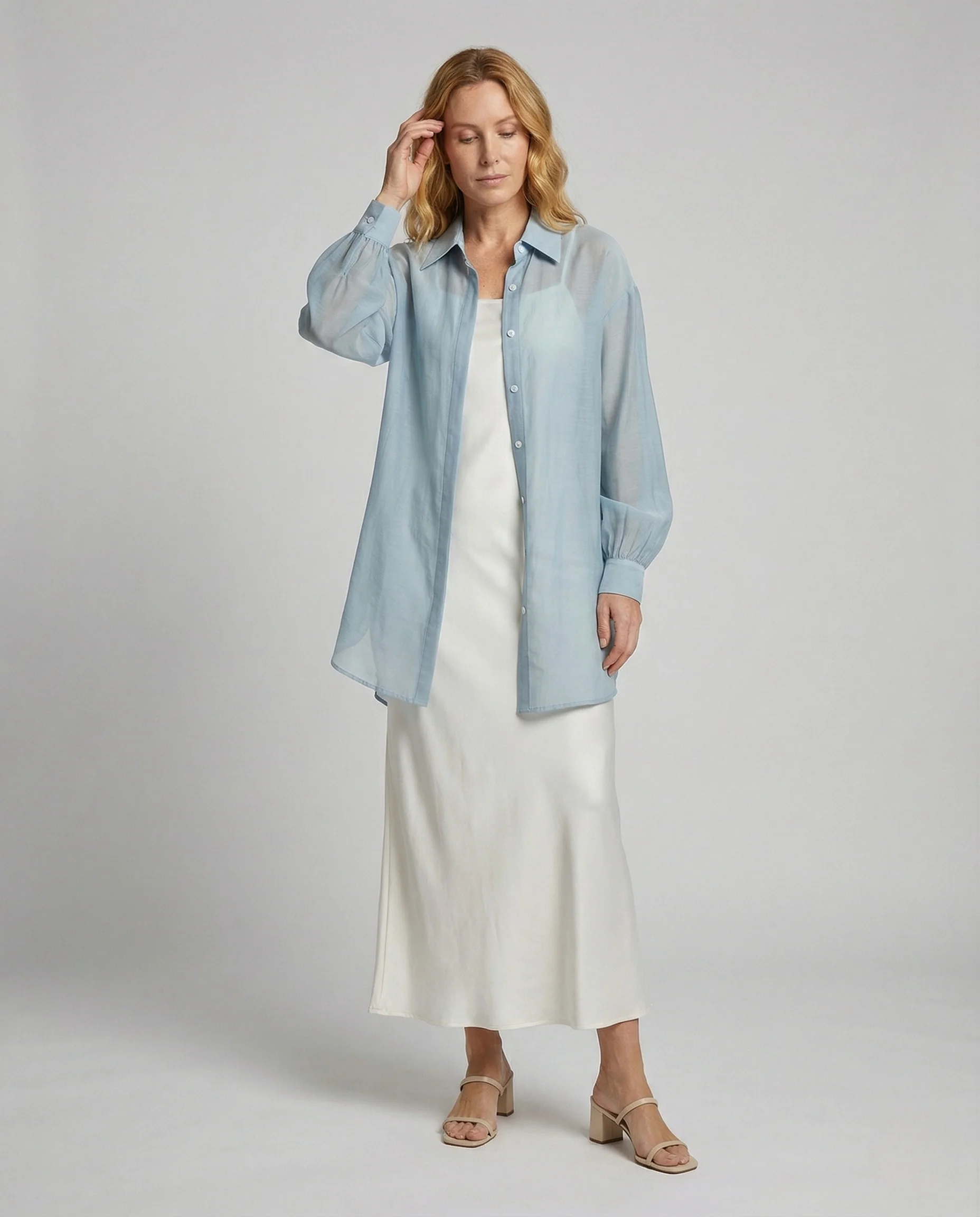 Damen Oversize Hemdbluse mit Cut Out Rücken