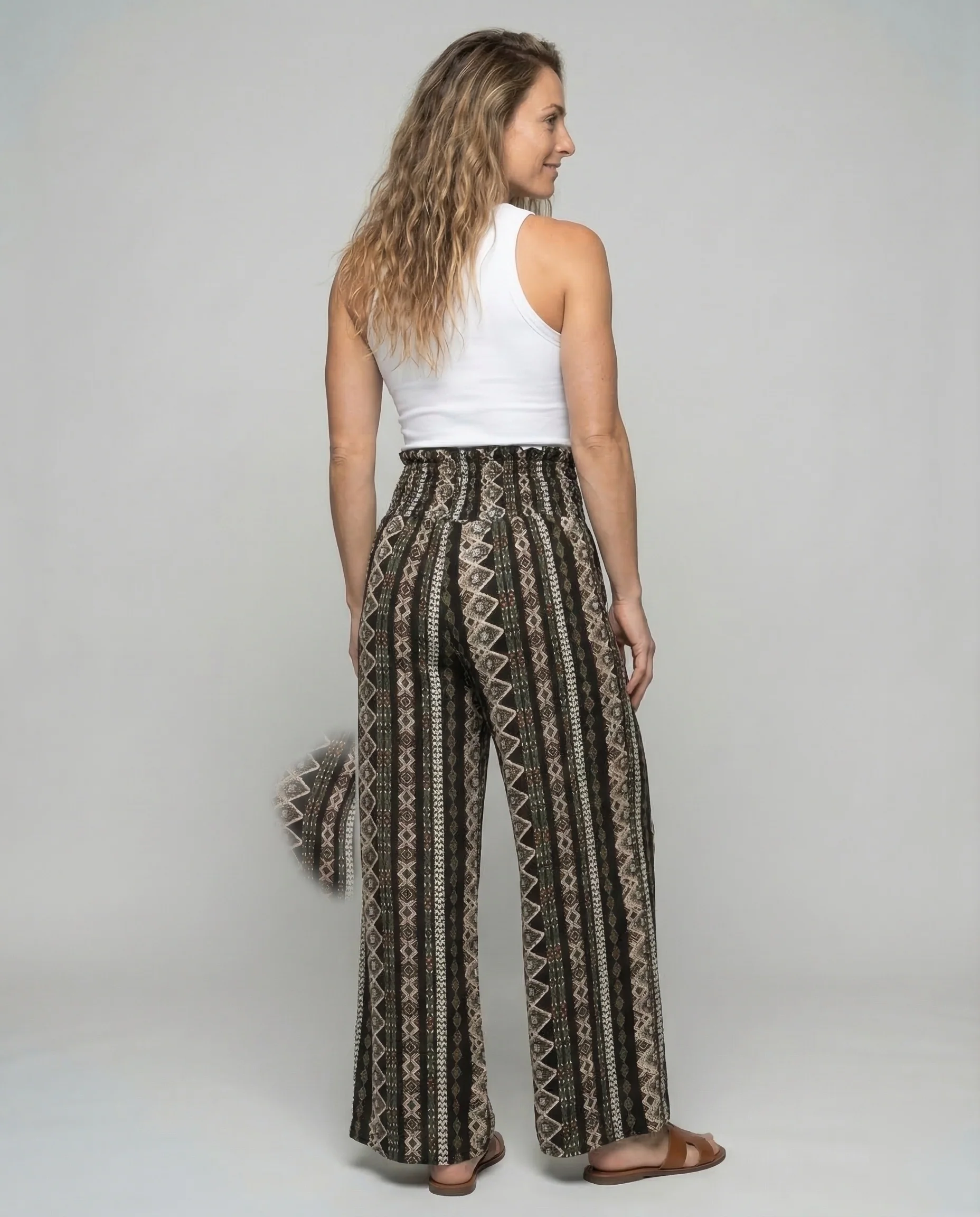Damen Palazzo Hose Ethno Print - Image 4