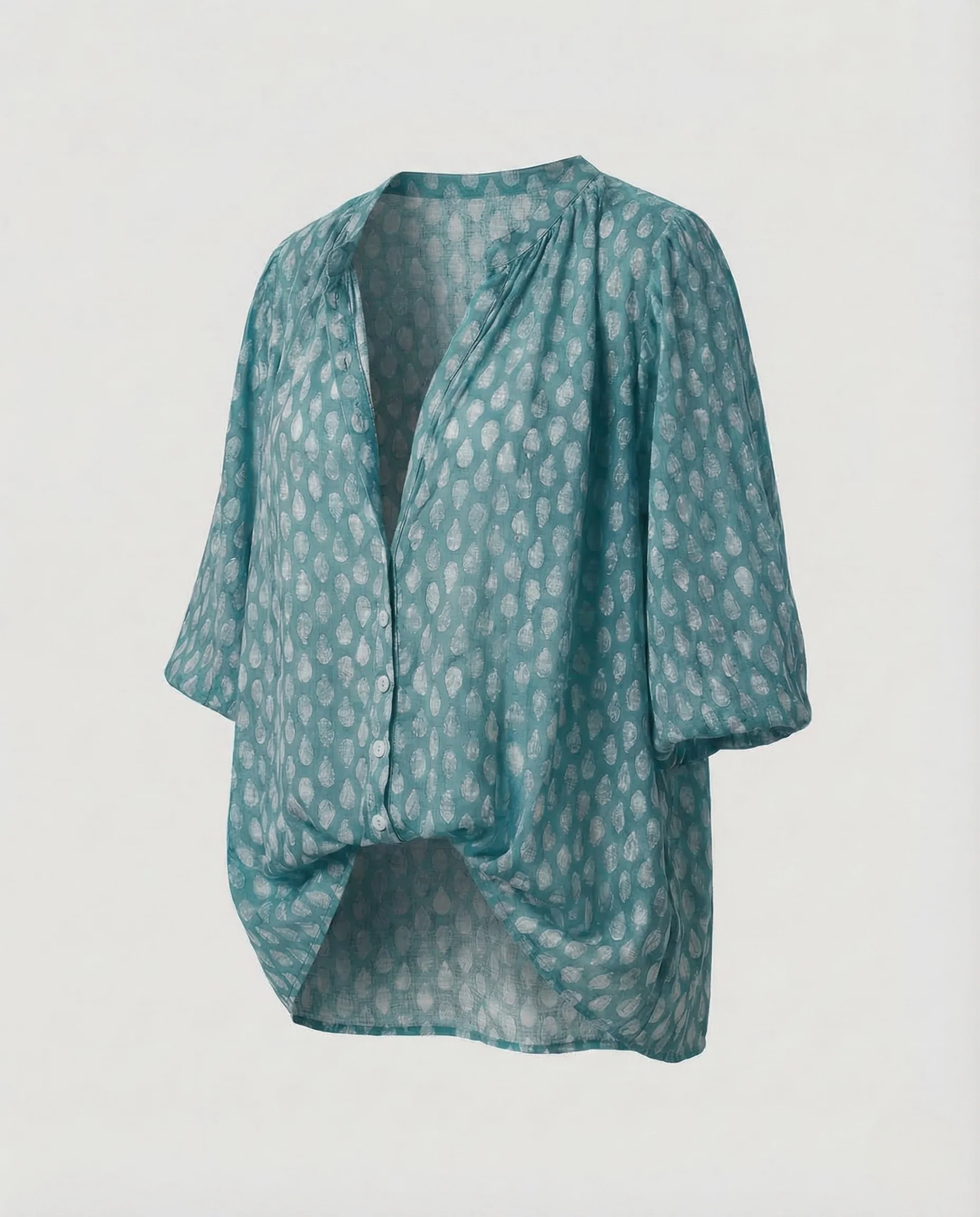 Damen Viskose Bluse Boho Dreiviertelärmel - Image 5