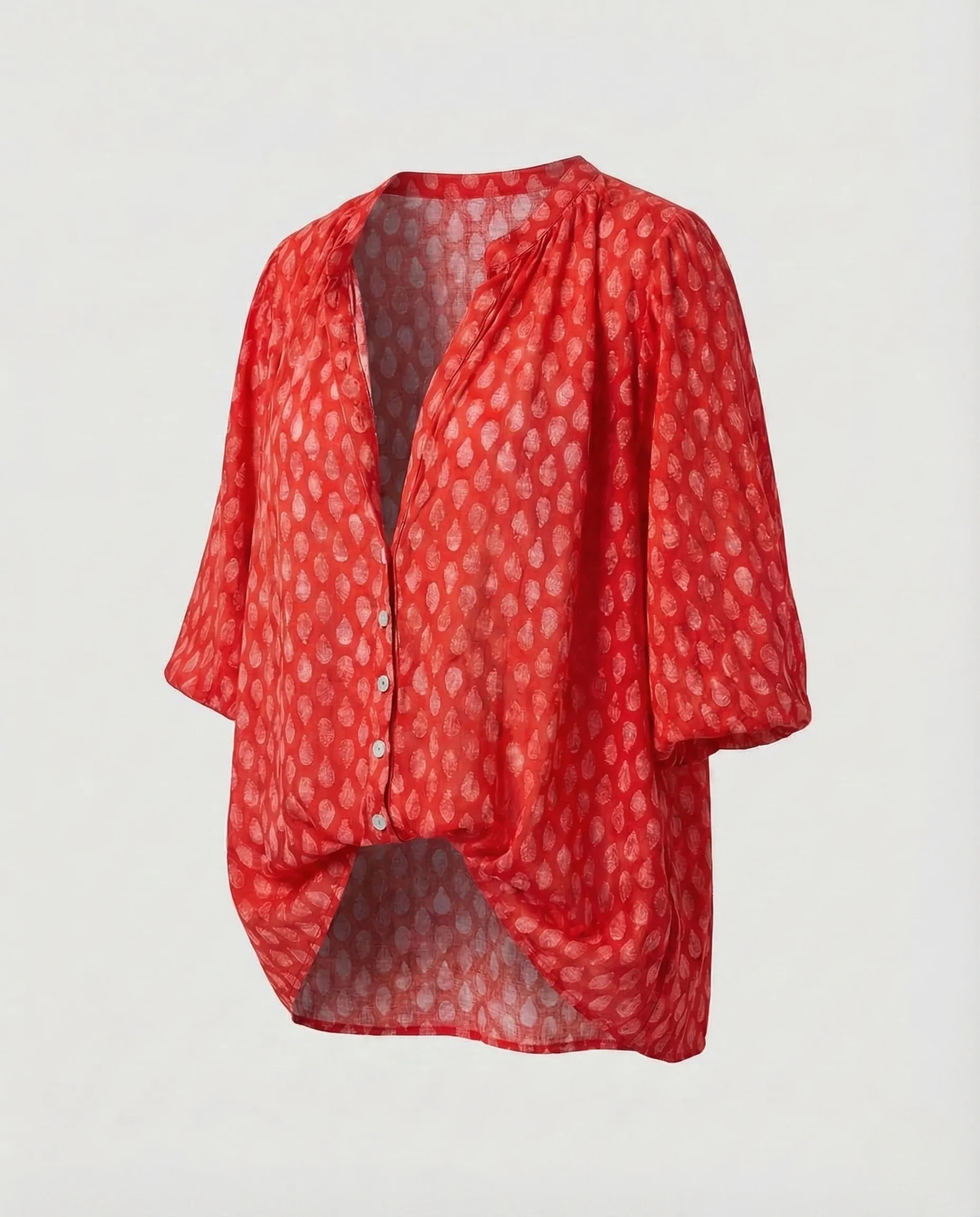 Damen Viskose Bluse Boho Dreiviertelärmel - Image 8
