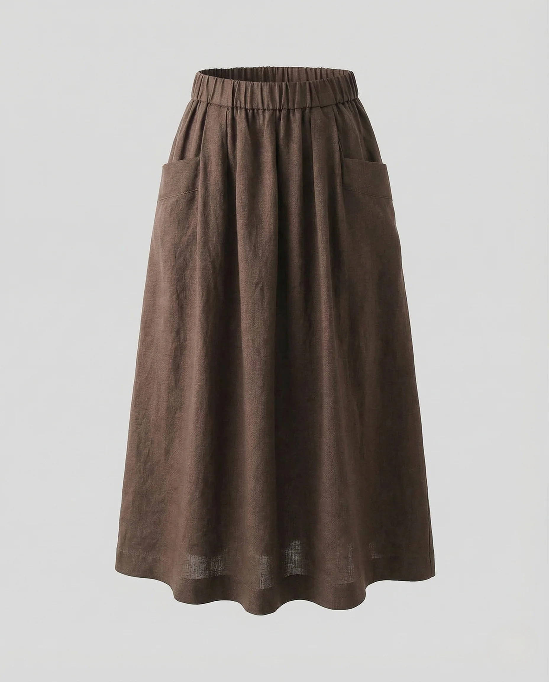 Damen Leinen Midirock mit Taschen - Image 5